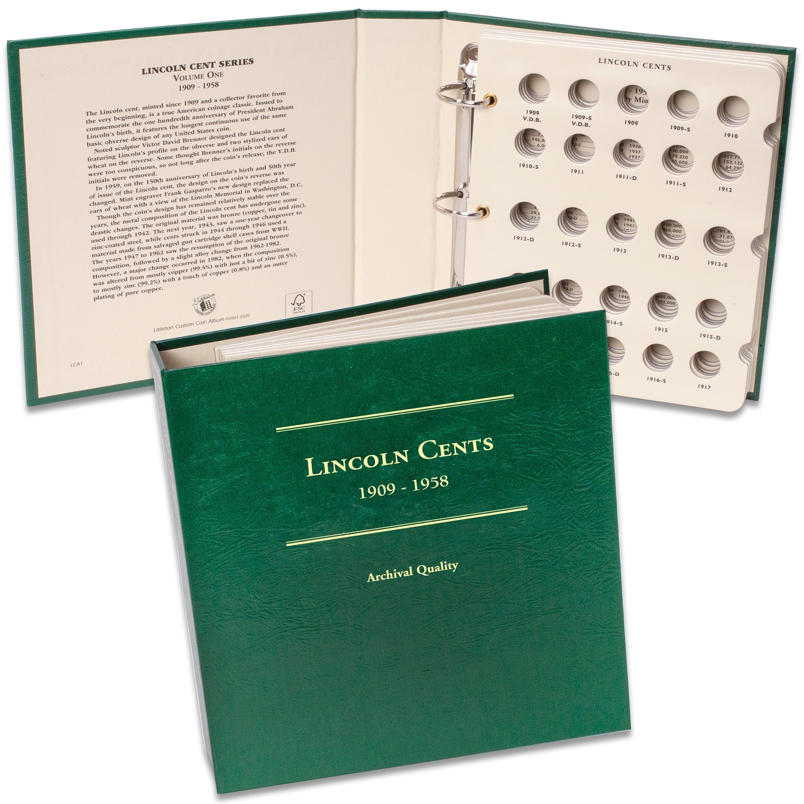 1909-1958 Lincoln Cent Album, Wheat Cent Penny Album Volume 1