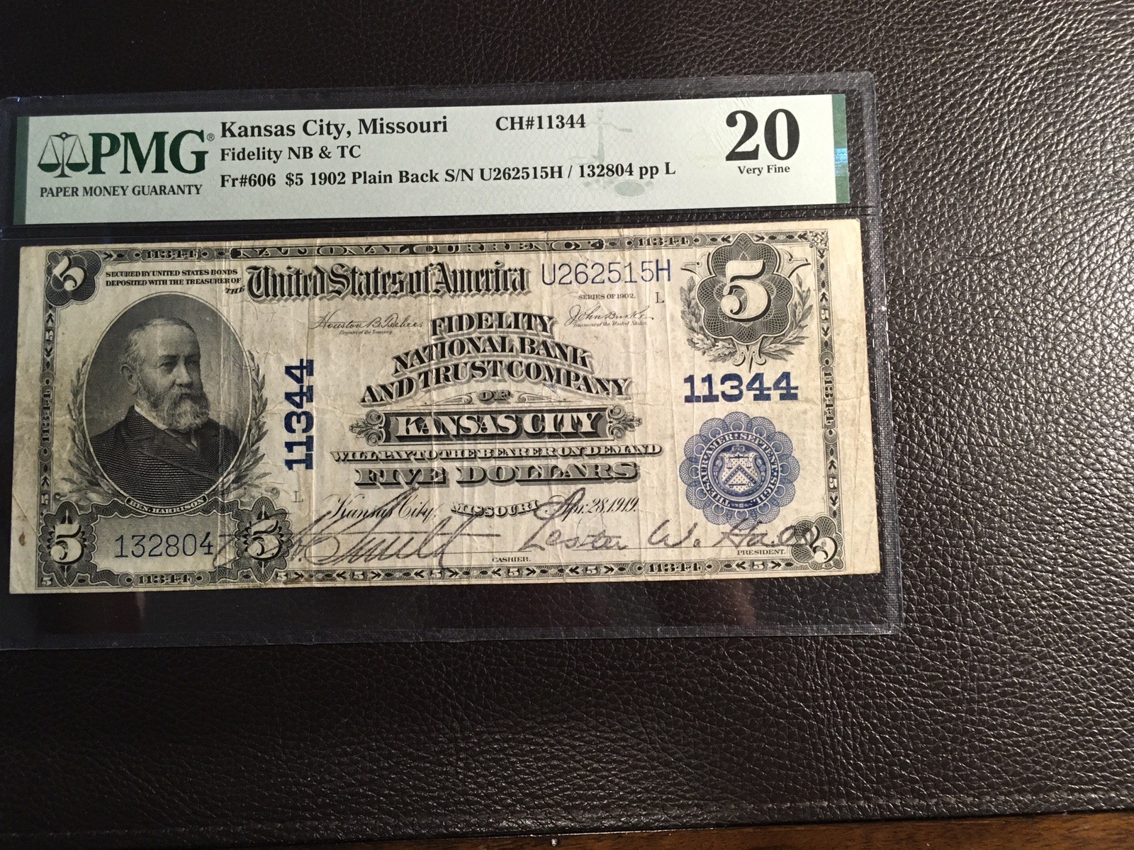 5.00. 1902 national Kansas City Missouri PMG VF