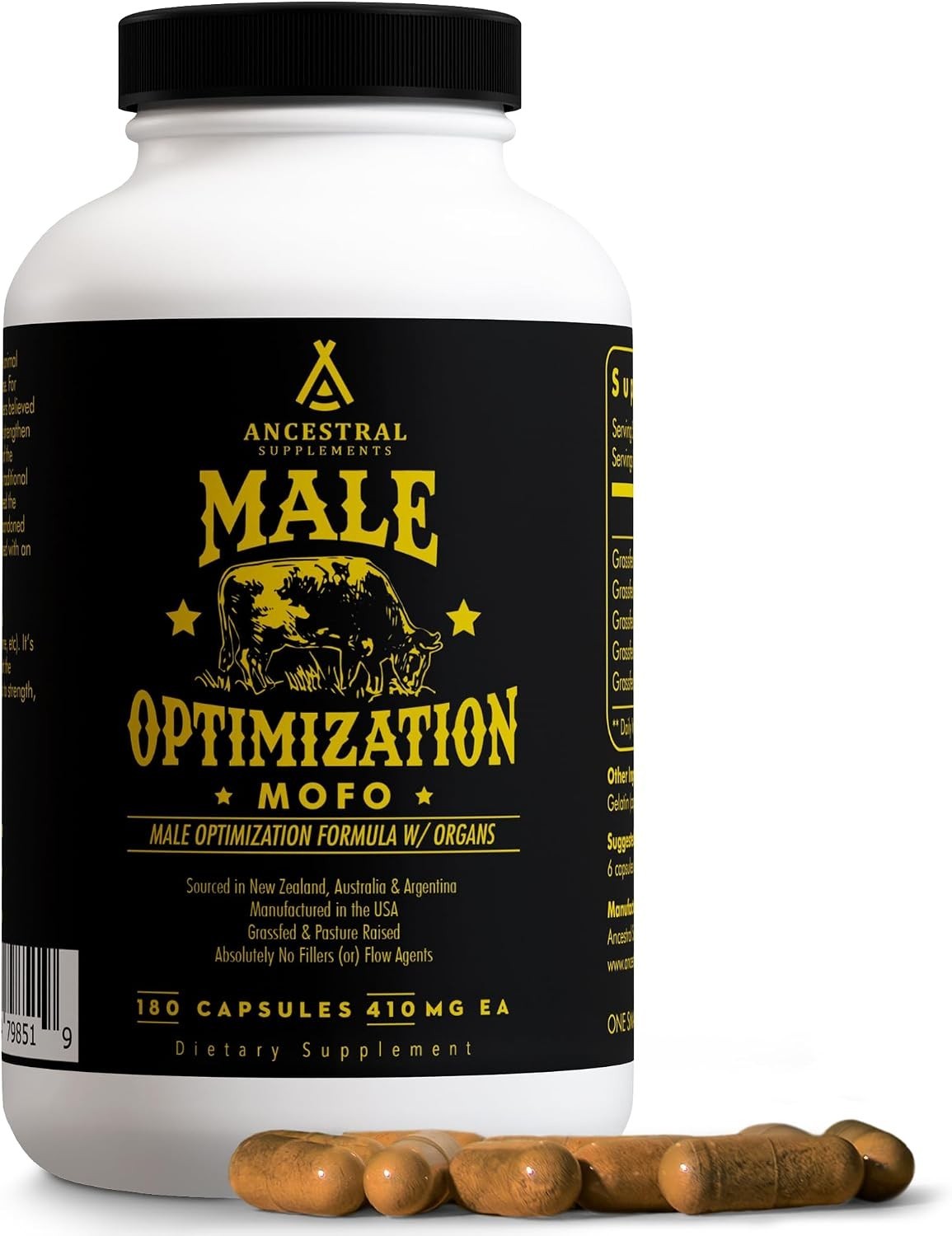 Ancestral Supplements Mofo Men\'s Beef Organ Capsule Supplement, 180 Ct