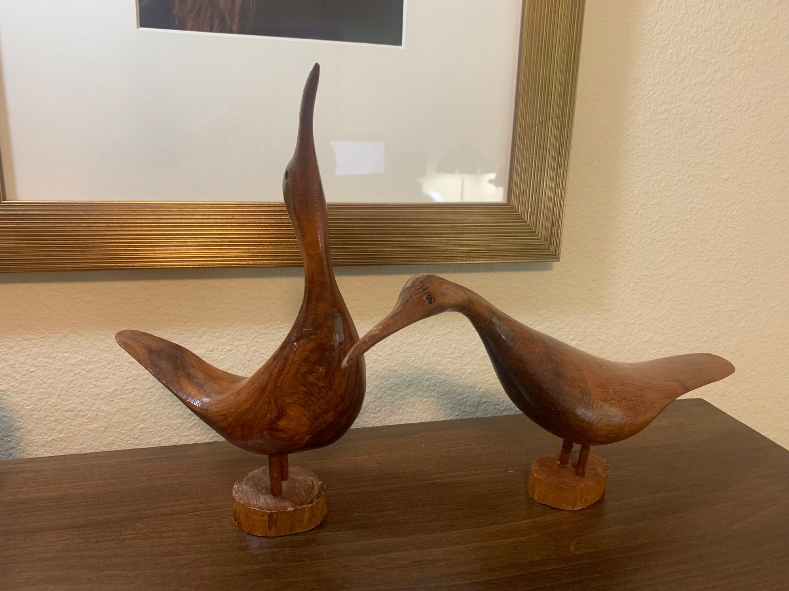 VTG WOOD BIRD STATUES FIGURINES