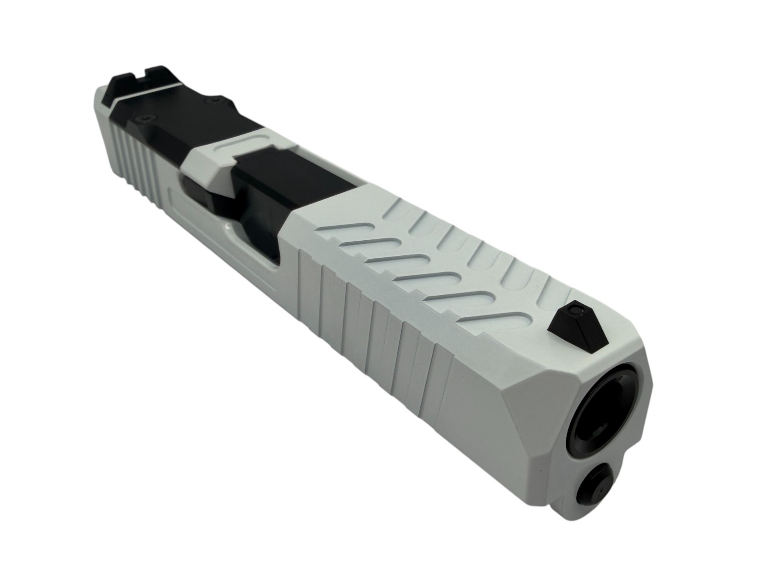 Helot For G19 custom Slide Gen3 NEW Cerakote Upper  White Complete W/Black Flush