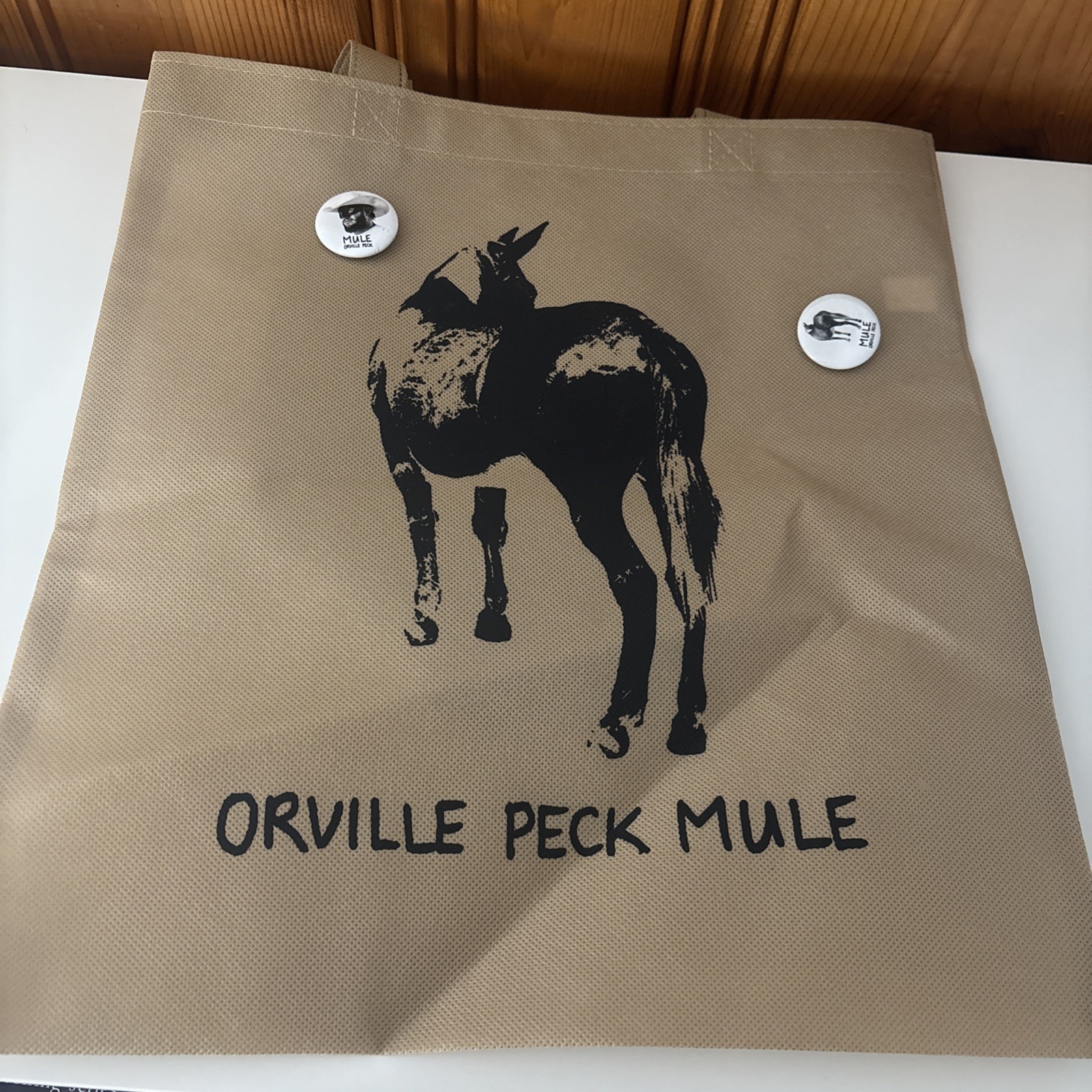 Orville peck Mule listening party tote bag and pins