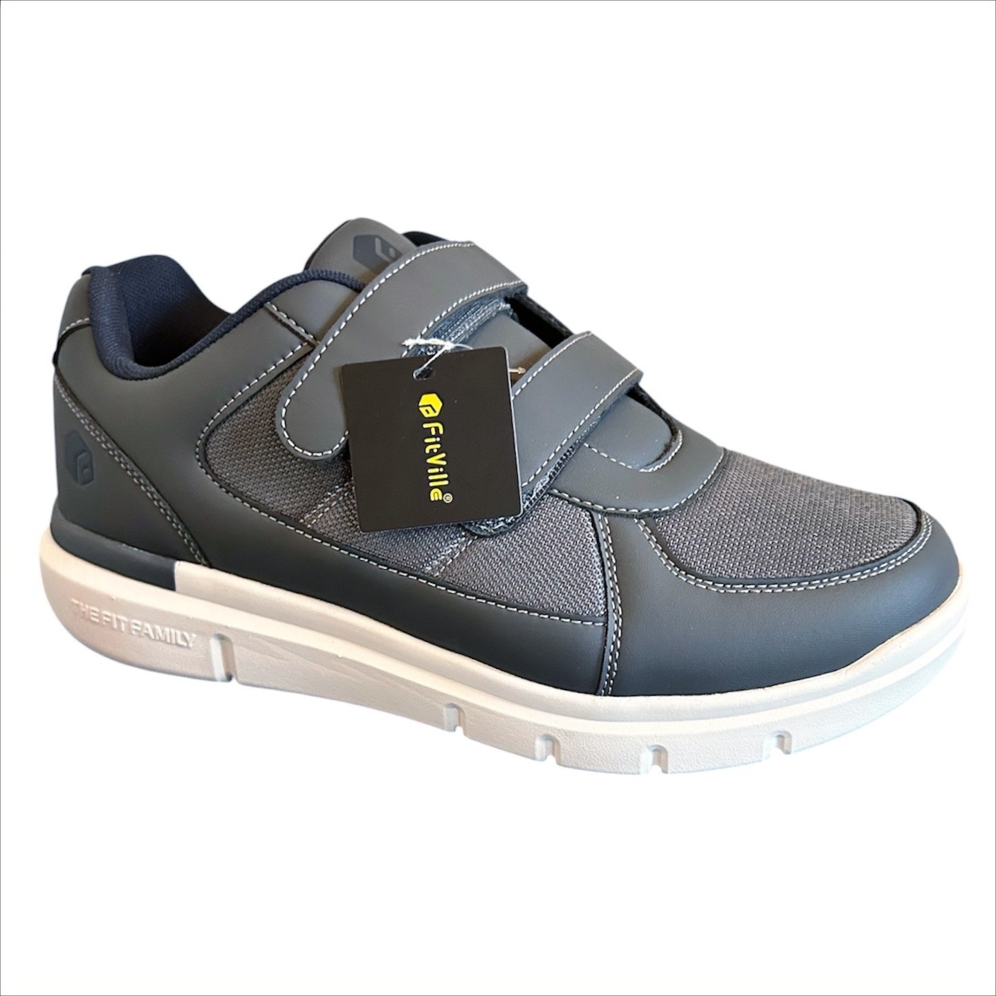 FitVille EasyTop Duo Strap V3 Sneakers 13EW Grey NWT Extra Wide 4E Walking Shoes