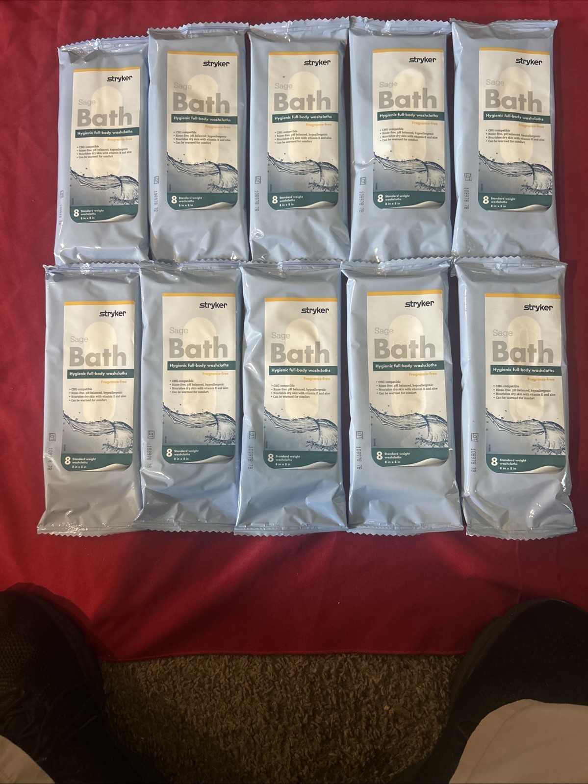 Stryker #7991 Sage Bath Hygienic Full Body Washcloths 10 packs X 8 = 80 Cloths Stryker #7991 Sage Bath Hygienic Full Body Washcloths 10 packs X 8 = 80 Cloths