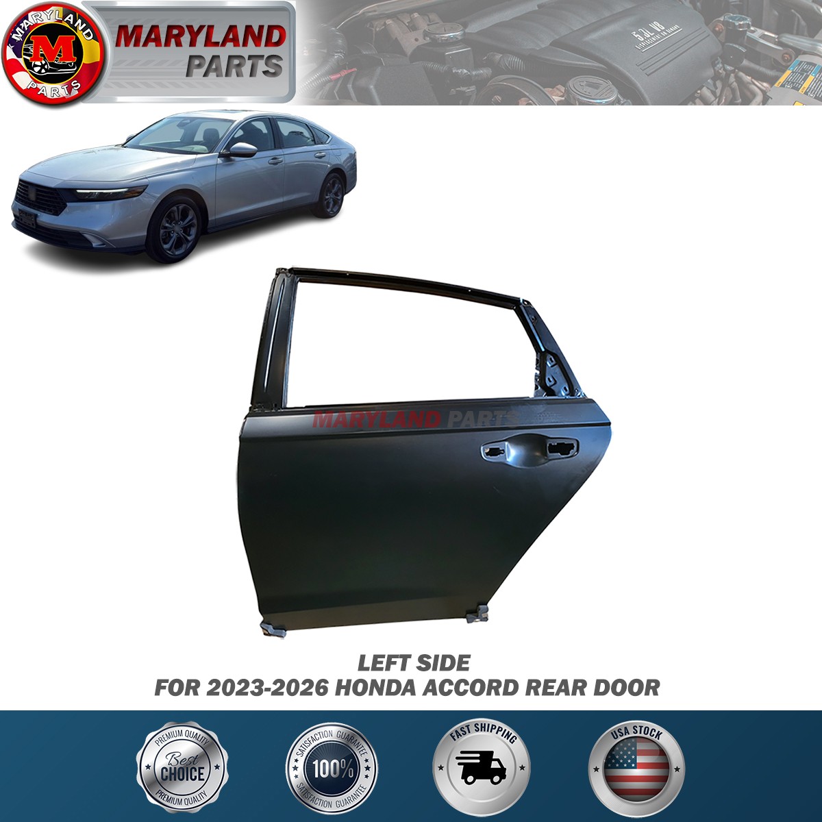 For 2023-2026 Honda Accord Left Rear Door Driver Side LH For 2023-2026 Honda Accord Left Rear Door Driver Side LH