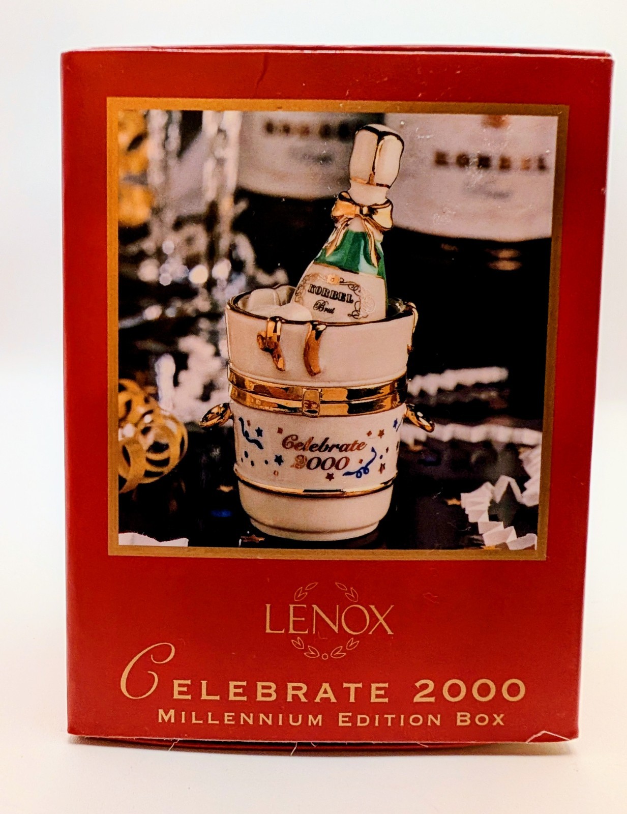 Vtg LENOX Celebrate 2000 Korbel Bottle Ornament Trinket Box With Box Vtg LENOX Celebrate 2000 Korbel Bottle Ornament Trinket Box With Box