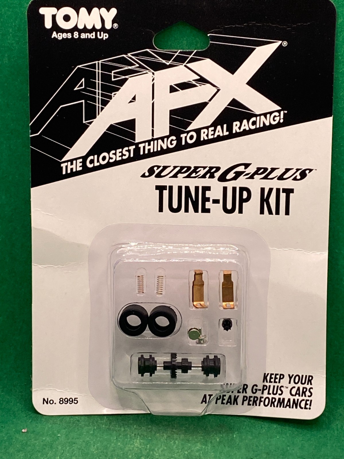 ORIGINAL TOMY AFX SUPER G-PLUS TUNE UP KIT, BLACK WHEELS, NEW UNUSED