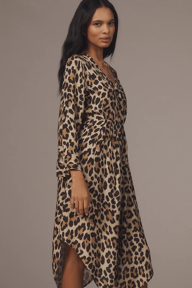 ANTHROPOLOGIE NWT $168 Blank London Rikke Leopard Print Midi Dress Size 2X