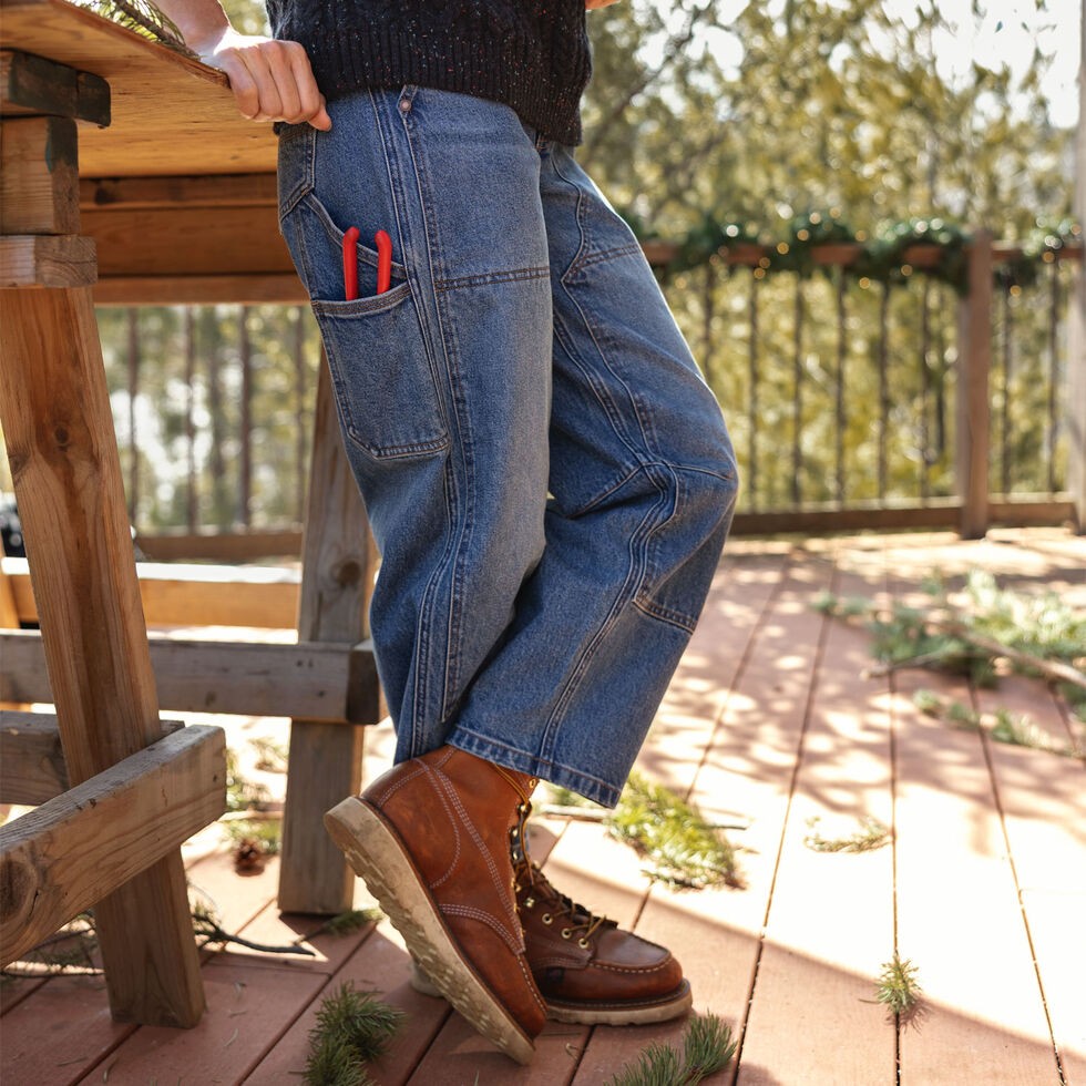 Duluth Women's Best Sellers Heritage Hi-Rise Barrel Leg Jeans, Medium Wash (new)