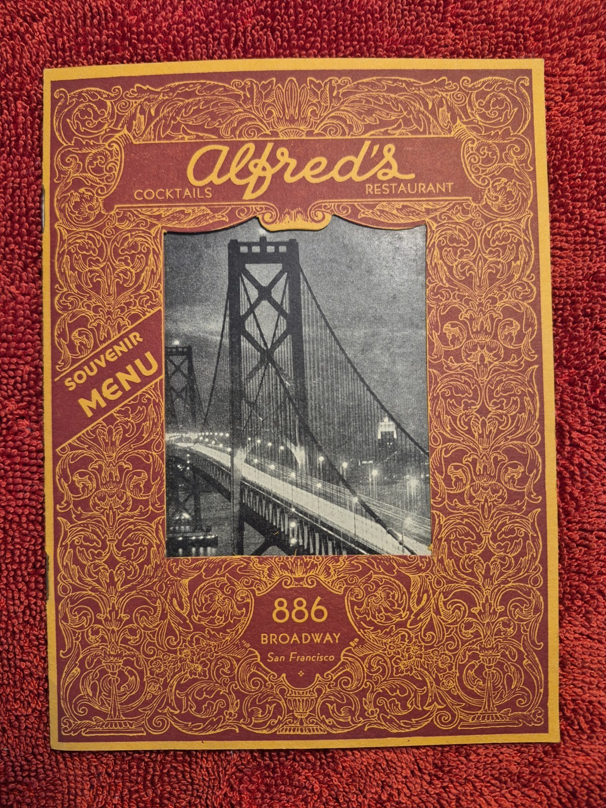 VINTAGE c1950 MENU ALFRED\'S STEAKHOUSE RESTAURANT 886 BROADWAY SAN FRANCISCO VINTAGE c1950 MENU ALFRED\'S STEAKHOUSE RESTAURANT 886 BROADWAY SAN FRANCISCO