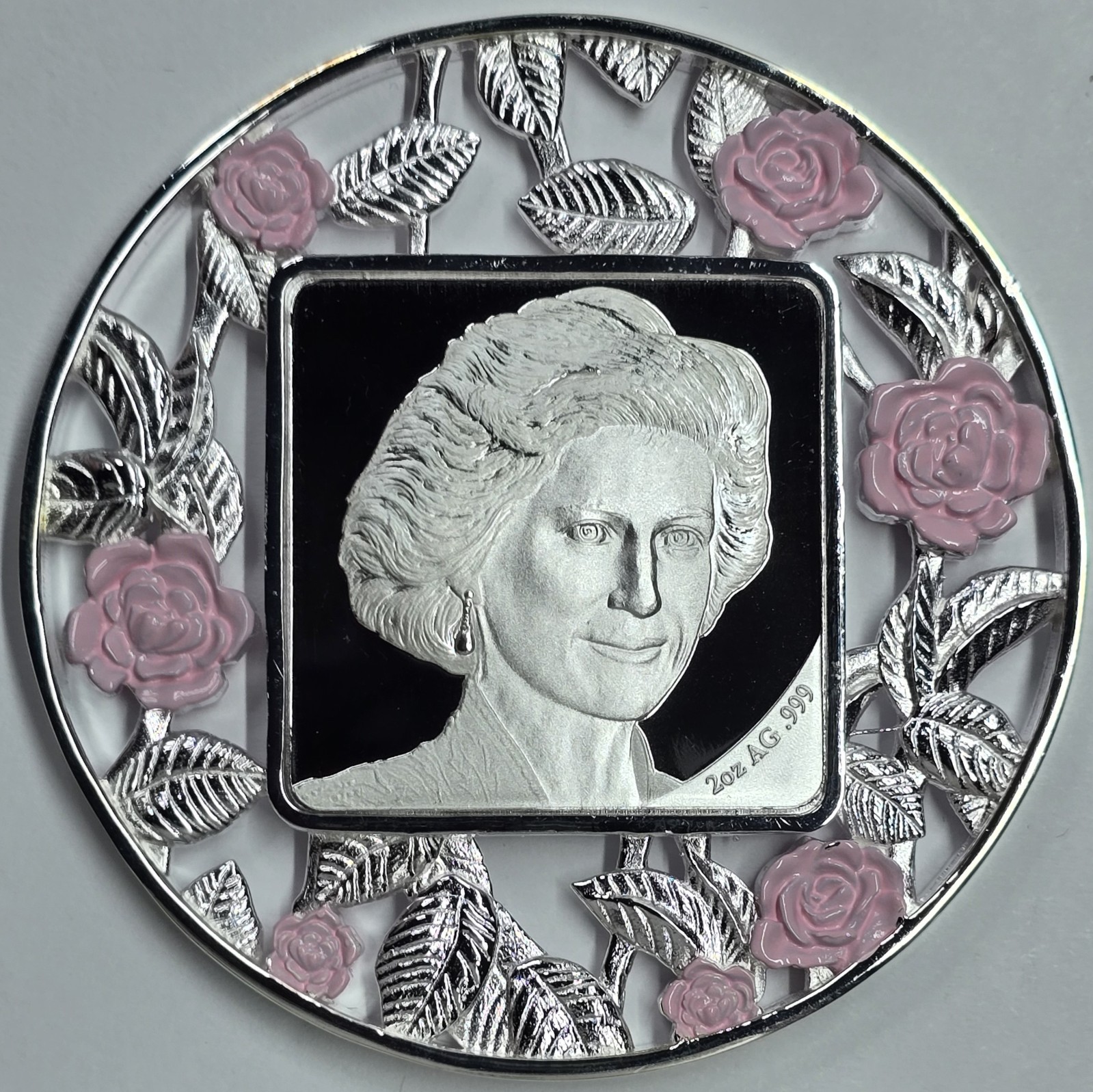 2022 2oz Silver Barbados Lady Diana Filigree Proof-Like Coin w/Enamel Coating 2022 2oz Silver Barbados Lady Diana Filigree Proof-Like Coin w/Enamel Coating