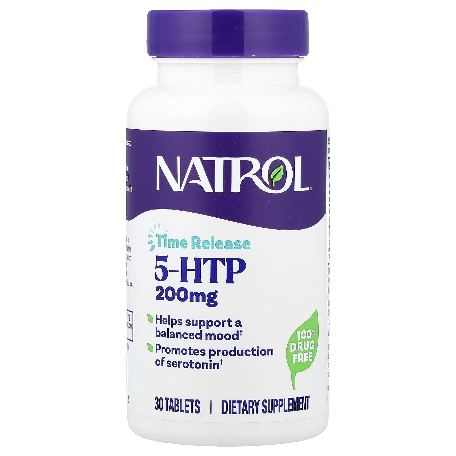 Natrol 5-HTP Time Release Maximum Strength 200 mg 30 Tablets Egg-Free, Fish