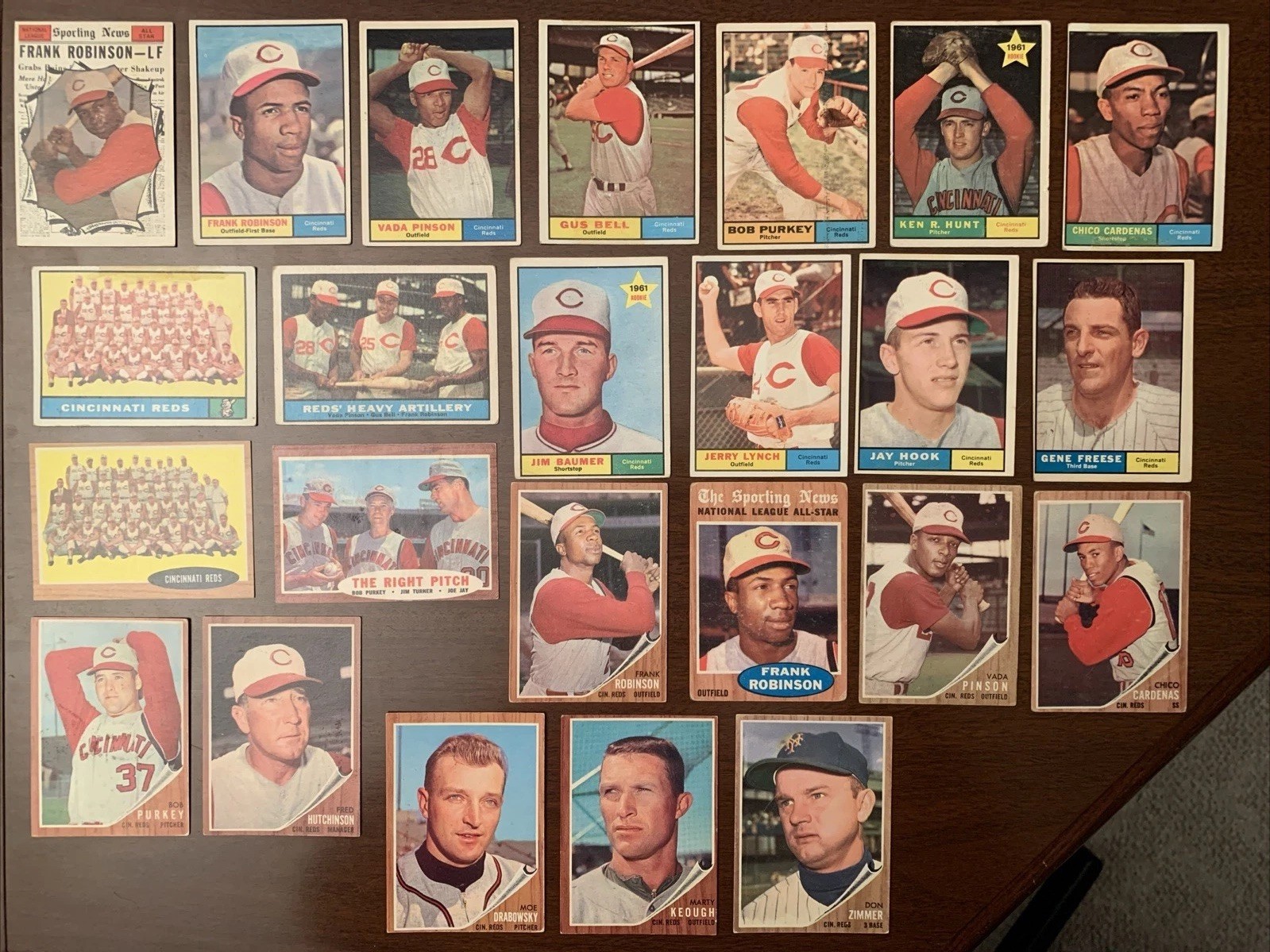 1961+62 Topps MLB BASEBALL Cards Cincinnati Reds/Robinson+Stars(13+11)High+Low#s