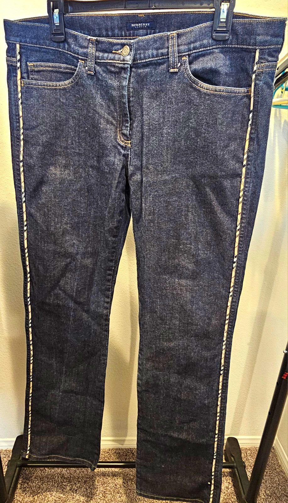 Burberry London Womens Blue Dark Wash Straight Leg Stretch Denim Jeans 16 Burberry London Womens Blue Dark Wash Straight Leg Stretch Denim Jeans 16