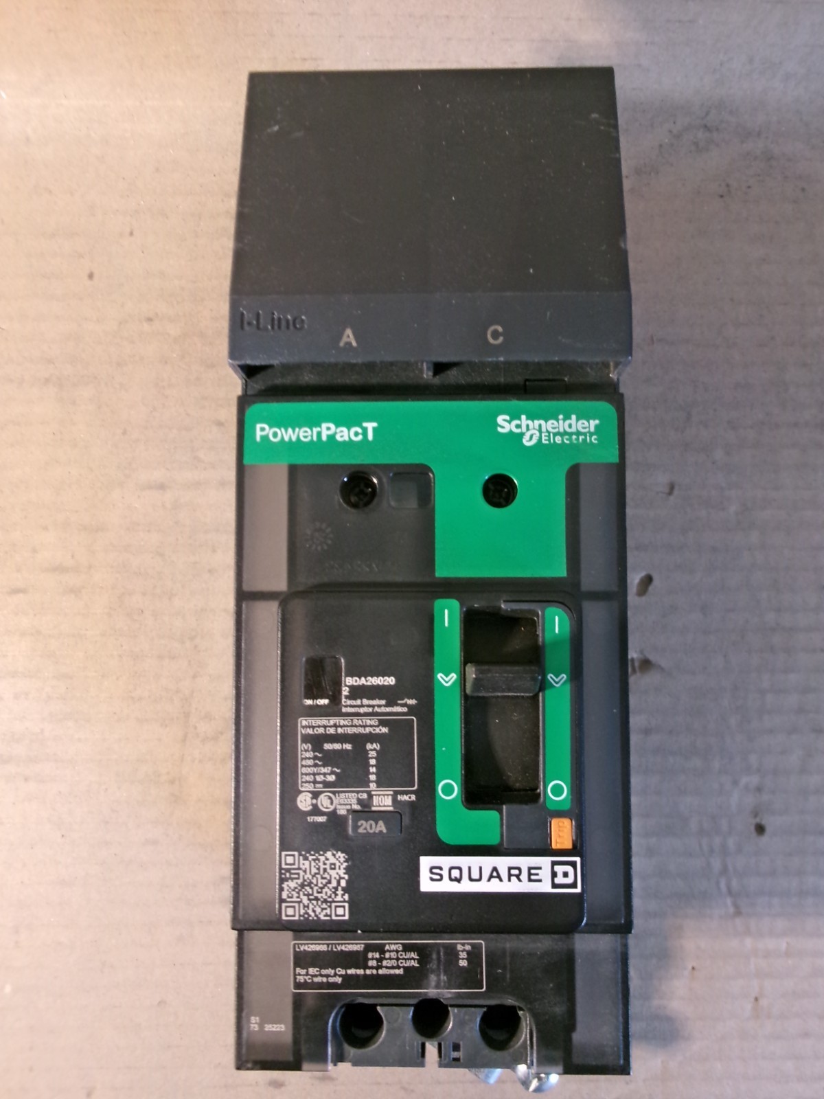 New Square D BDA BDA260202 2 POLE 20 AMP 600V CIRCUIT BREAKER NTO AC Phase