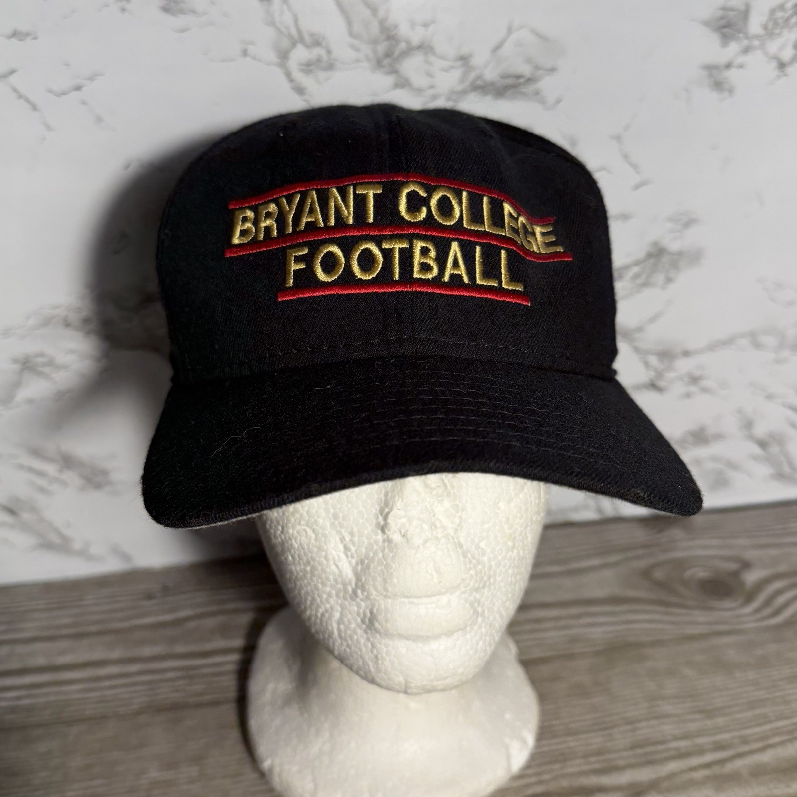 Vintage Bryant College Football Bar Spellout Strapback Hat New Era Made in USA