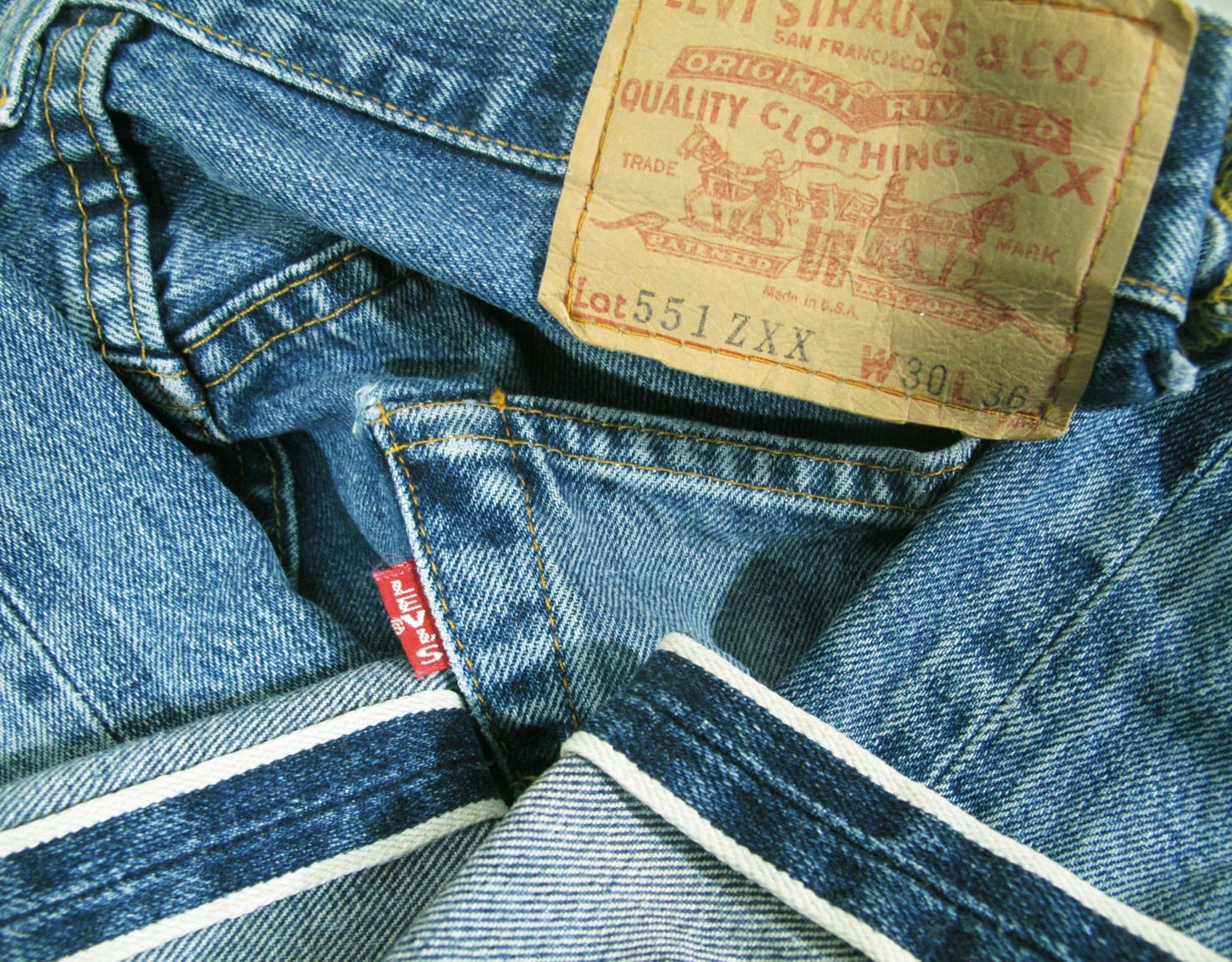 HOT VTG 90s LVC USA Men LEVI\'S 551Zxx BIG E SELVEDGE 555 Jeans 30x30 (Fit 27x30)
