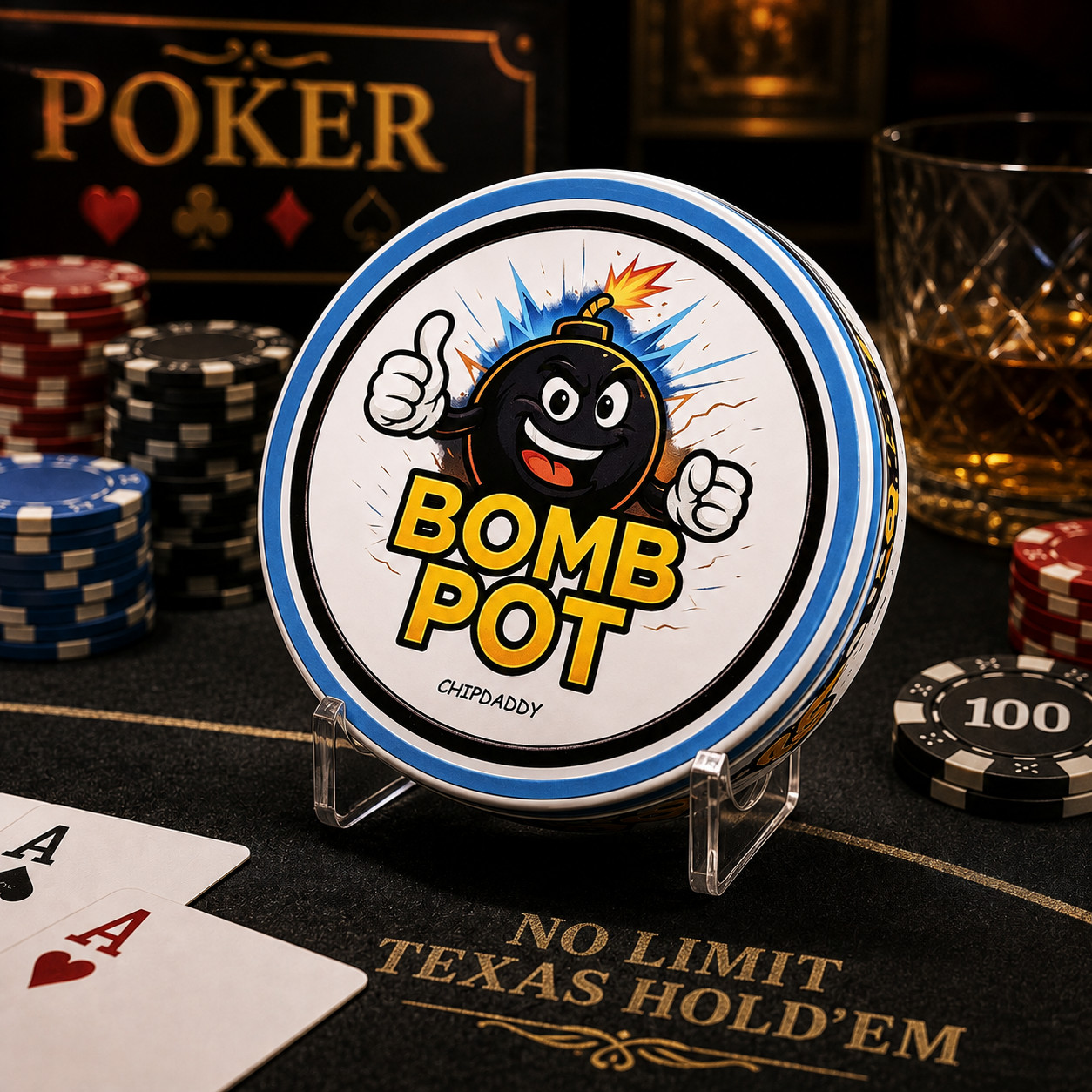 New Bomb Pot Button- Large Heavy-Duty Poker Table Accessory For Texas Hold'Em