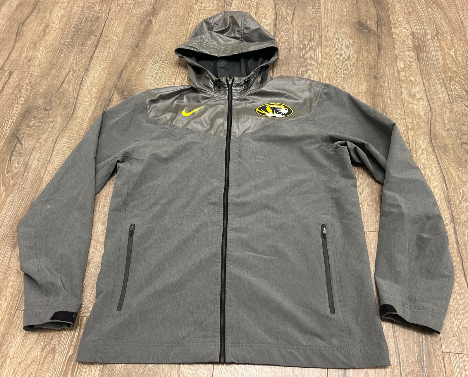 Missouri Tigers Mizzou Jacket Nike Mens Medium Gray Full Zip Hooded SEC