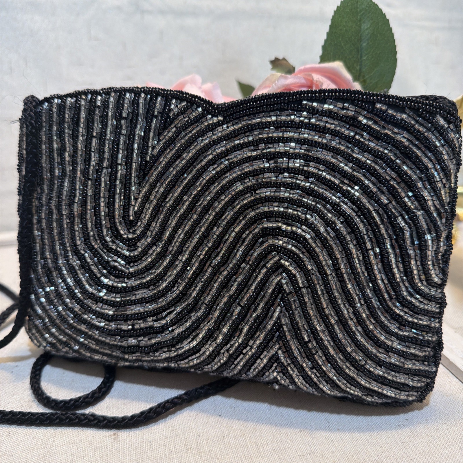 VTG Walborg Small Black Beaded Evening Formal Bridal Cocktail Purse VTG Walborg Small Black Beaded Evening Formal Bridal Cocktail Purse