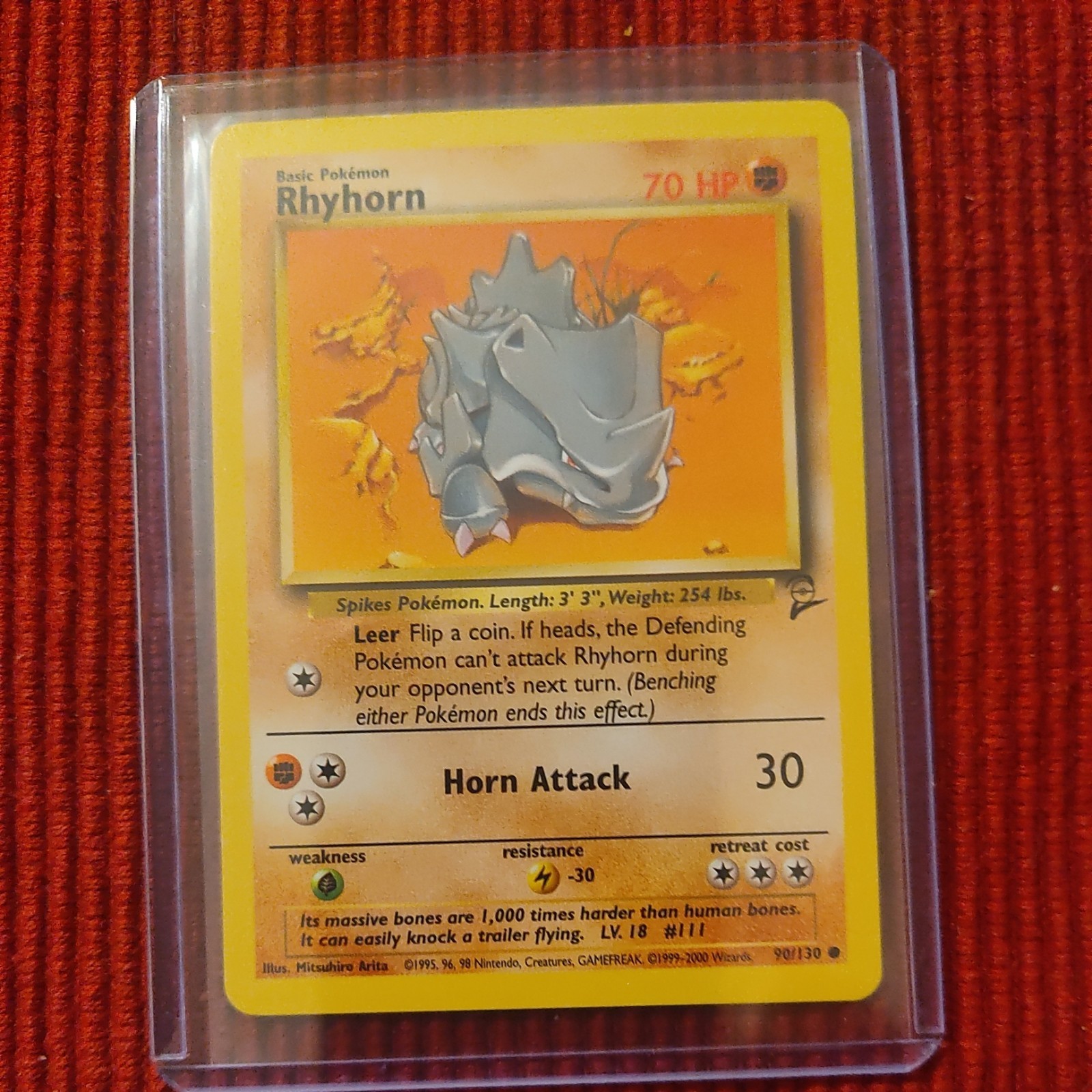 Rhyhorn 90/110 Second Edition 2000 Pokemon Card