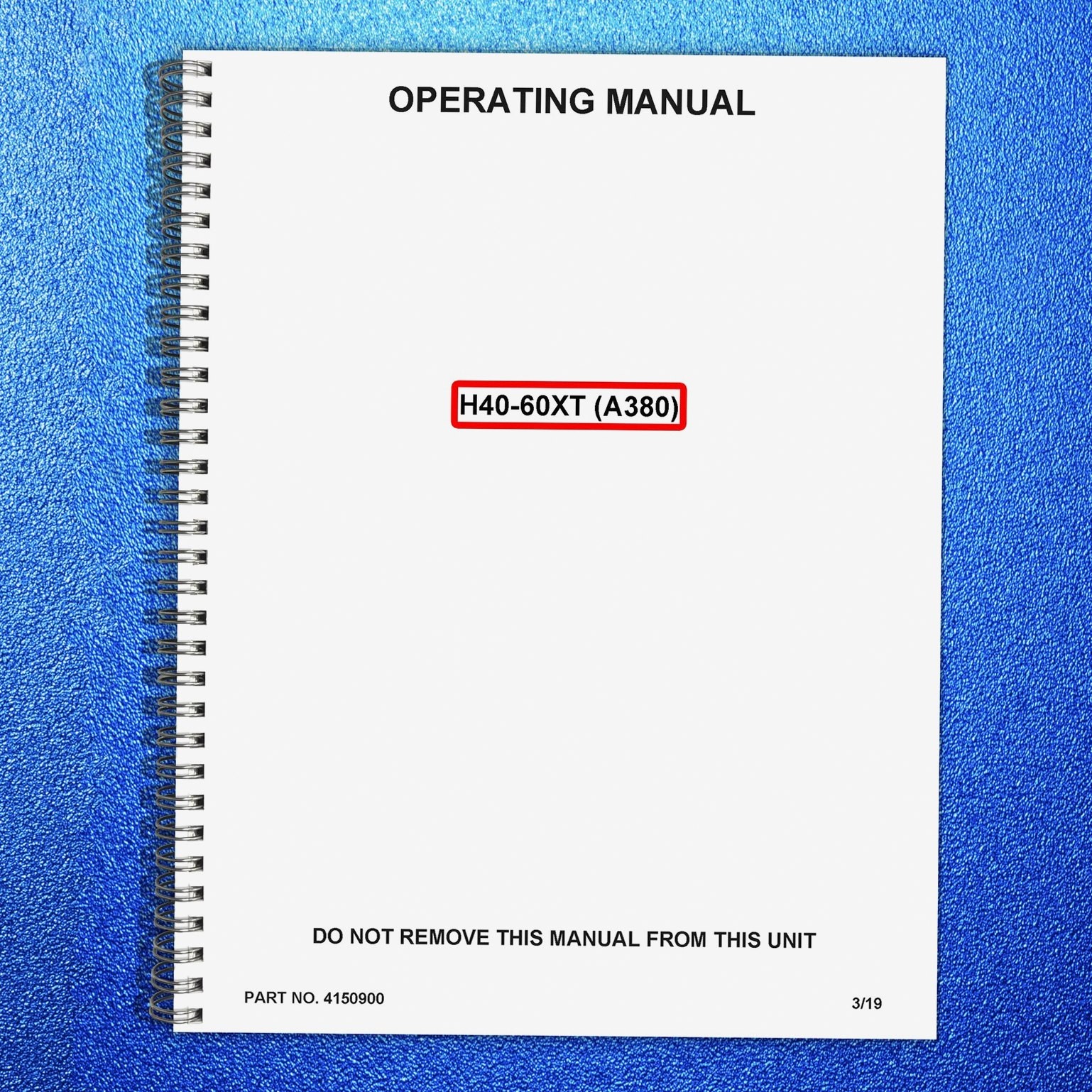 HYSTER H40-60XT A380 Warehouse Forklift Operating Manual 2019 - SPIRAL BOUND