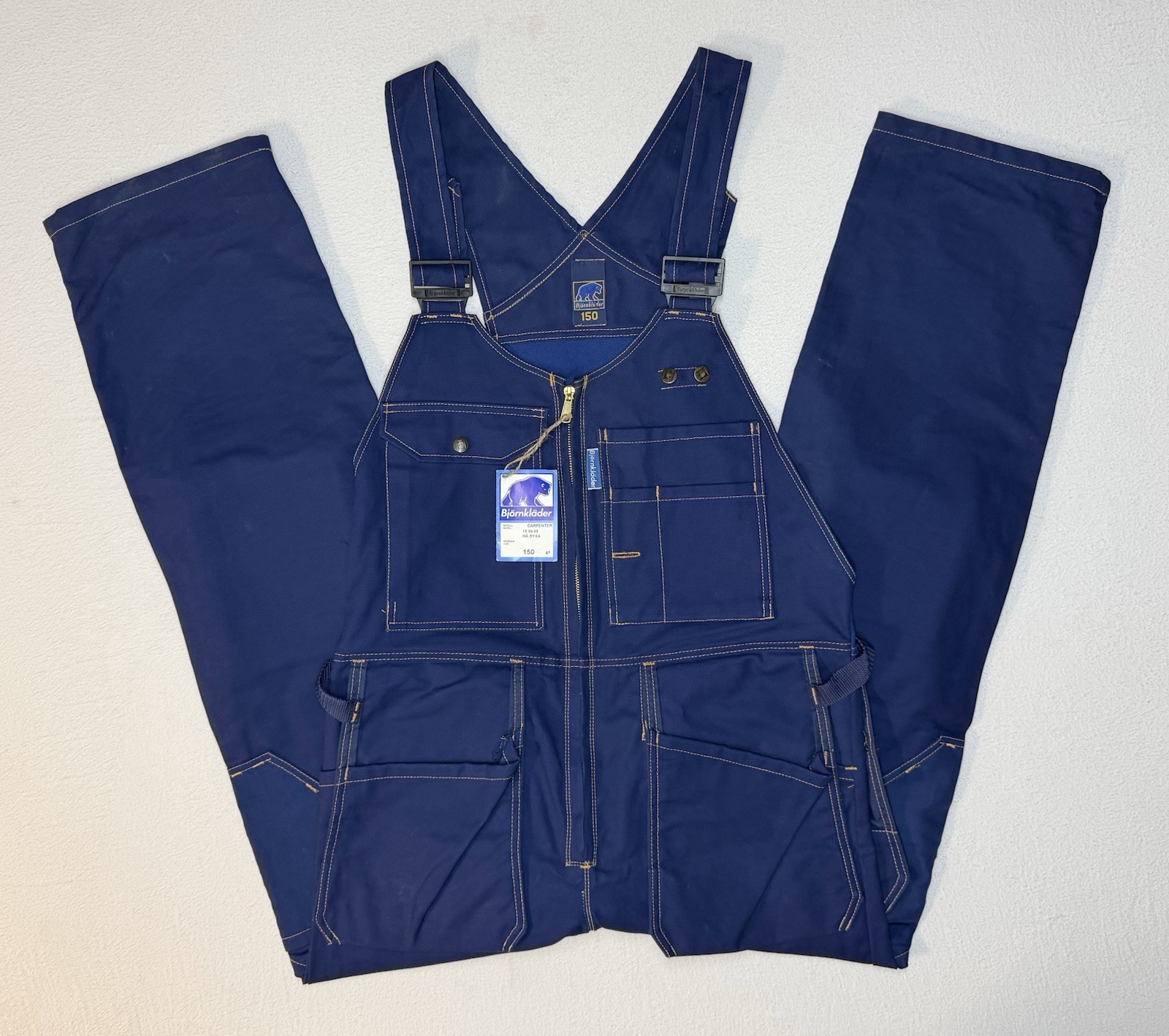 Vintage RARE 80s NOS Björnkläder Carpenter Overalls Cotton Deadstock Tags 36x34
