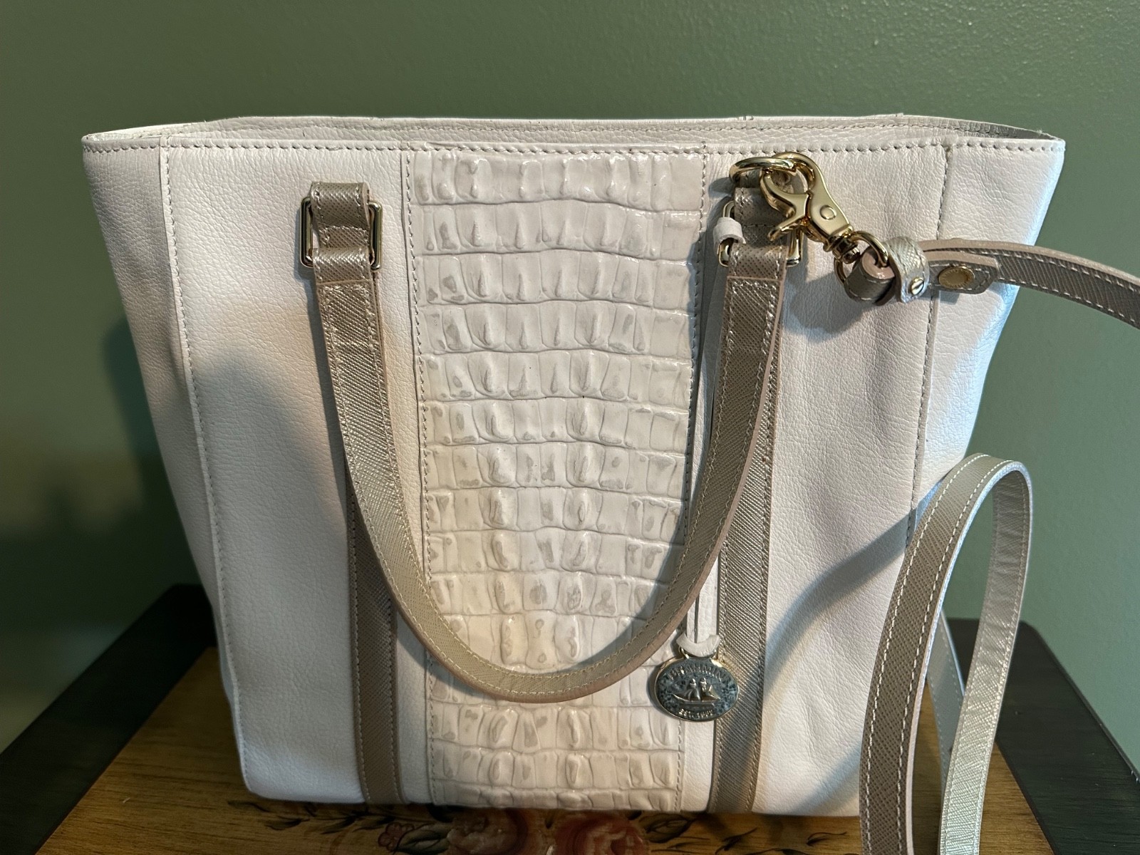 Brahmin Harrison Carryall Macaroon Lady Vineyard Tote / Crossbody Handbag