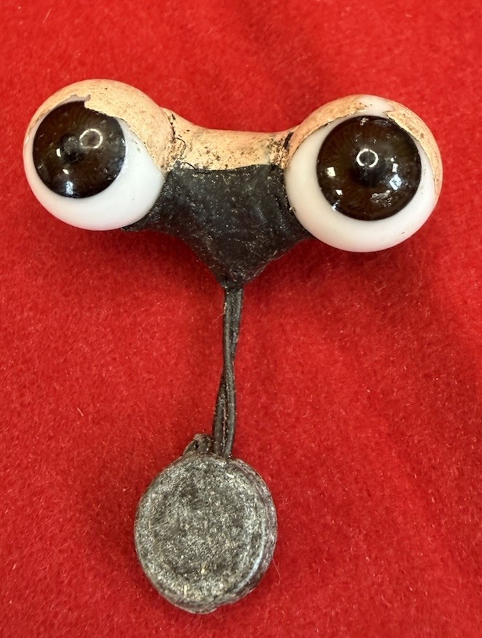Vintage Brown Glass Doll Eyes on Rocker  15mm Replacement Eyes