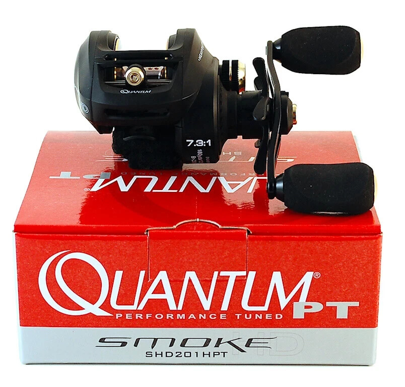 QUANTUM SMOKE HD SHD201HPT 7.3:1 GEAR RATIO LEFT HAND BAITCAST REEL NEW QUANTUM SMOKE HD SHD201HPT 7.3:1 GEAR RATIO LEFT HAND BAITCAST REEL NEW