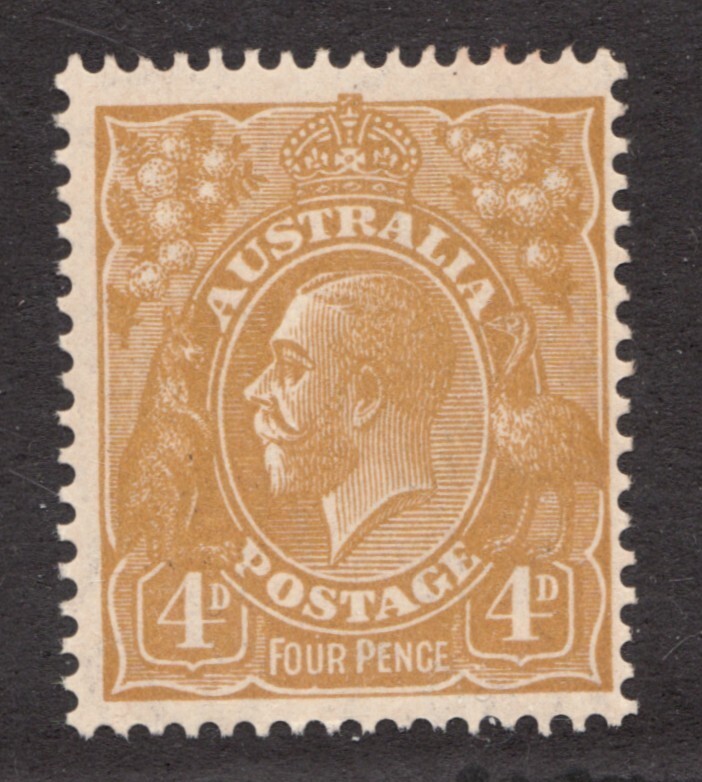 1933 Australia Sc# 118 - Four Pence - KGV, Kangaroo & Emu - MNH Cv$45