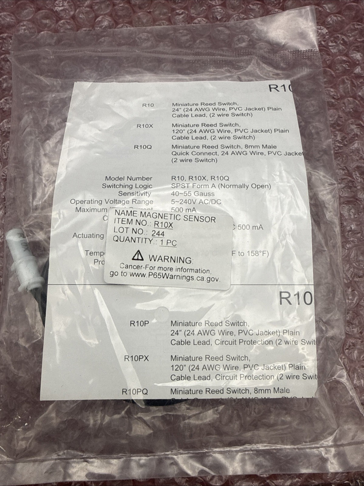 Bimba R10X Magnetic Senor Reed Switch - NEW