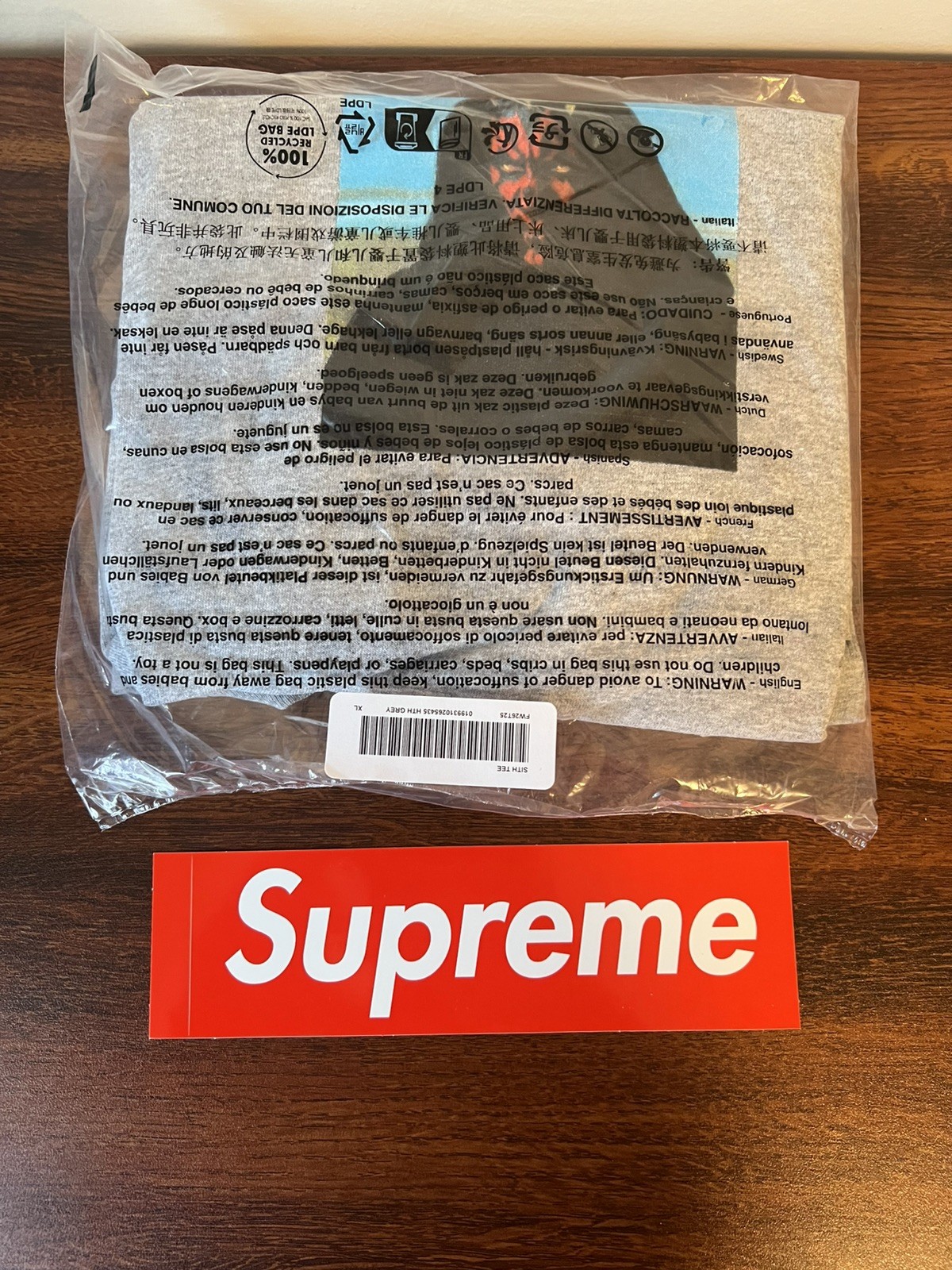 Supreme FW26 Sith Tee Darth Maul T-Shirt Mens XL Heather Grey + Sticker IN HAND