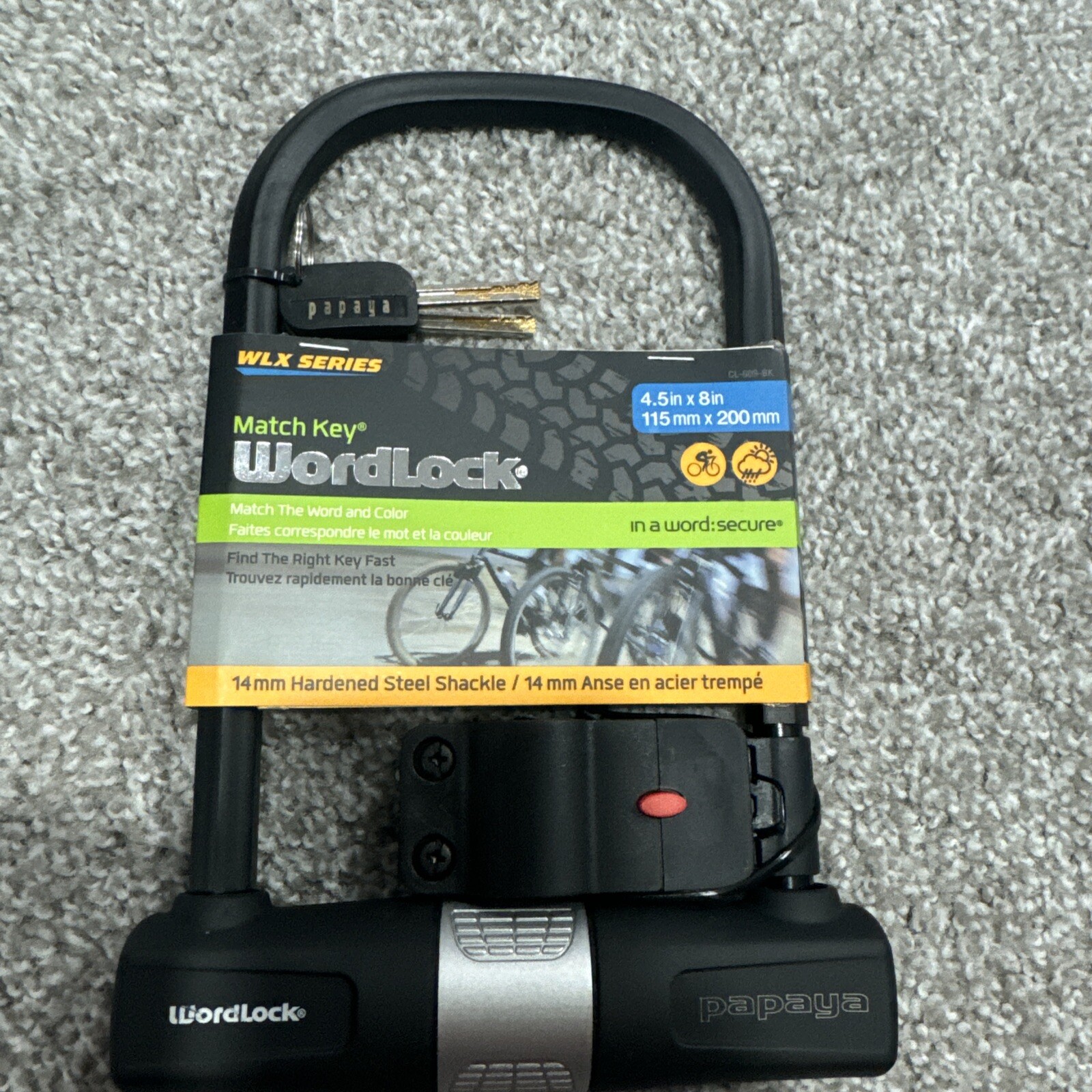WordLock 14 mm Steel Shackle Match Word On Key With Lock Black  4.5