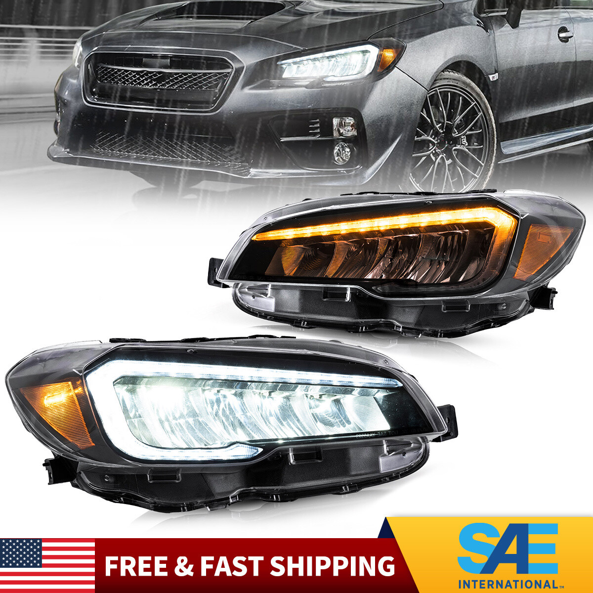 VLAND Full LED Headlights For 2015-2021 Subaru WRX/ WRX STI W/Start-up Animation
