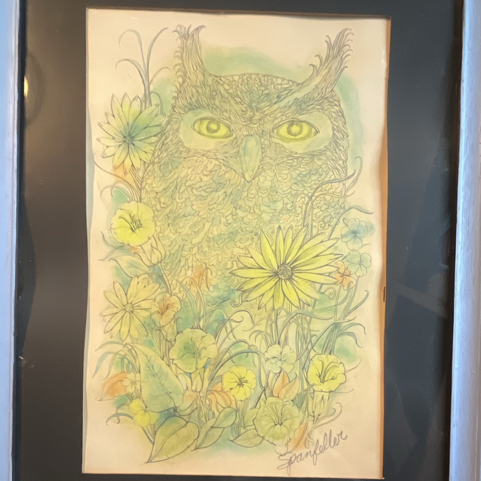 SPANFELLER 1/1 OOAK Original Artwork Drawing NYC ARTIST’S ESTATE DISCOVERY “OWL”