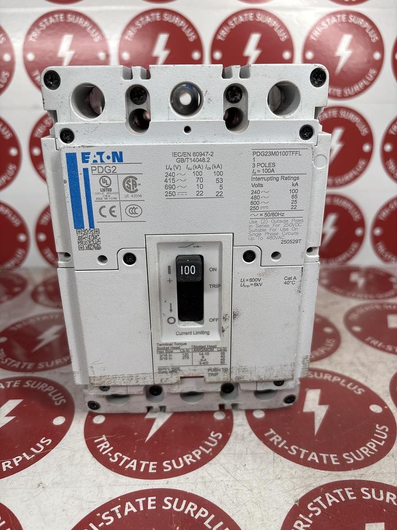 Cutler Hammer Eaton PDG23M0100TFFL 100A 3-Pole Circuit Breaker 480V 🔴