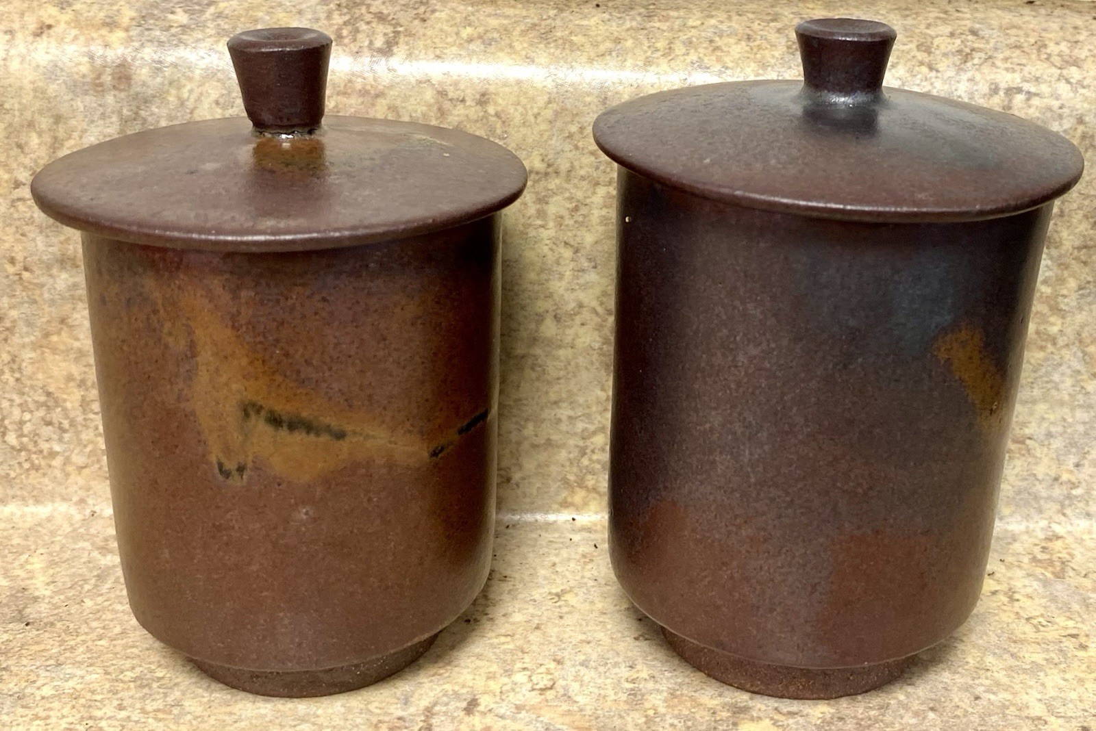 2 Signed Bizen Yaki Ware Yunomi Japanese Pottery Tea Cup Husband Wife Goma Style 2 Signed Bizen Yaki Ware Yunomi Japanese Pottery Tea Cup Husband Wife Goma Style