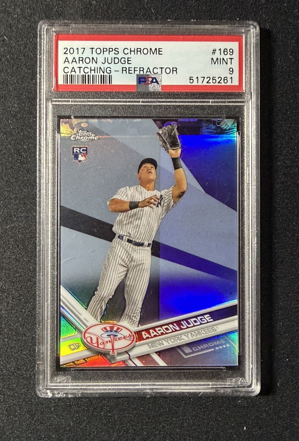 2017 Topps Chrome - Aaron Judge #169 Refractor Catching (RC) PSA 9 MINT