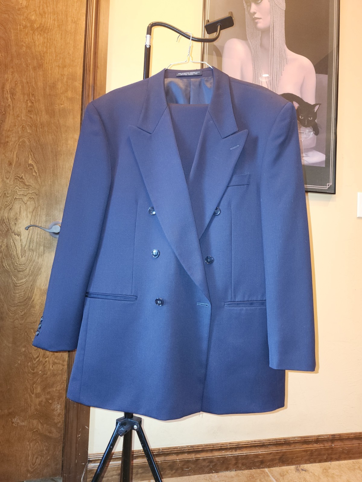 Jean Baptiste Caumont GOLDEN FIL Double Breast Peak Lapel Navy Suit HANDSOME
