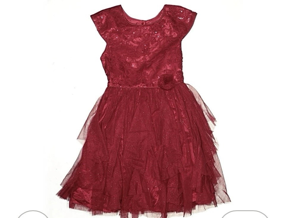 Jona Michelle Toddler Girls Red Sequin Tulle Tiered Party Dress Size 3T