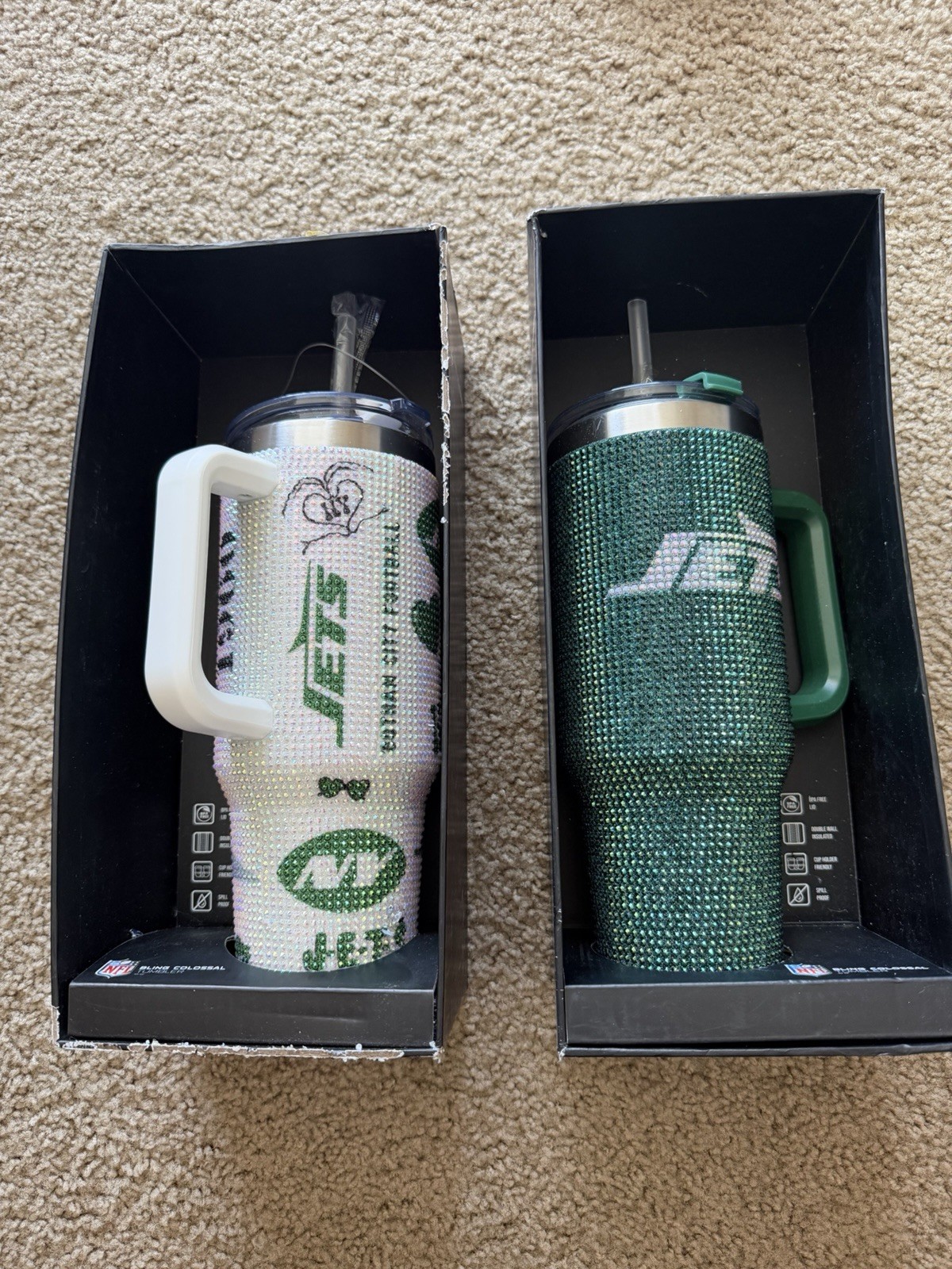 Bling Colossal New York Jets Tumbler 40oz 2pc Insulated Bling Colossal New York Jets Tumbler 40oz 2pc Insulated