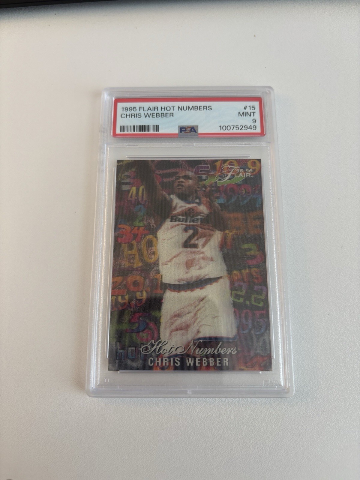 1995 FLAIR HOT NUMBERS #15 CHRIS WEBBER BULLETS HOF PSA 9