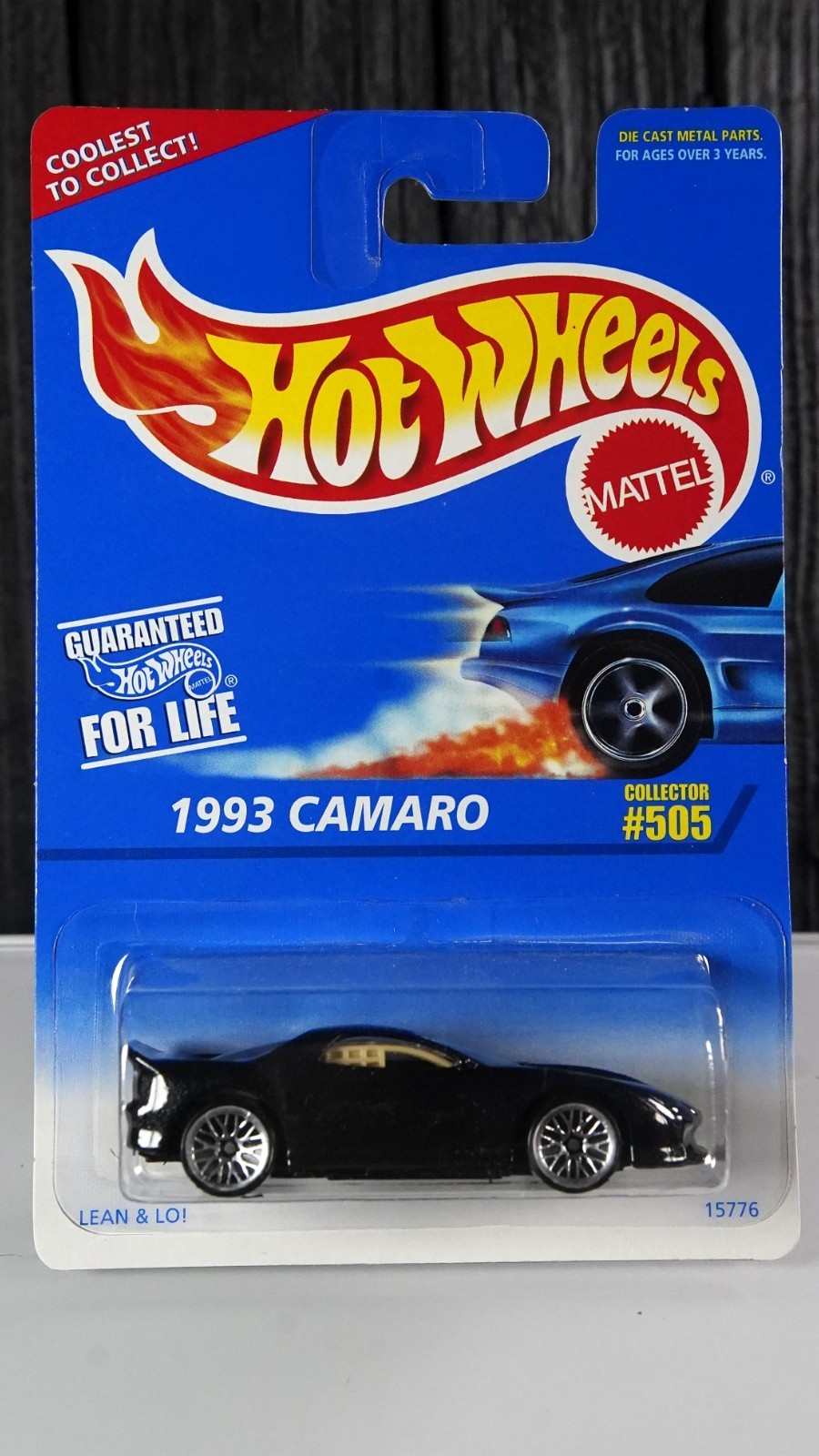 1996 Hot Wheels 1993 Camaro #505 Black Metallic 15776 Lace Wheels MOC