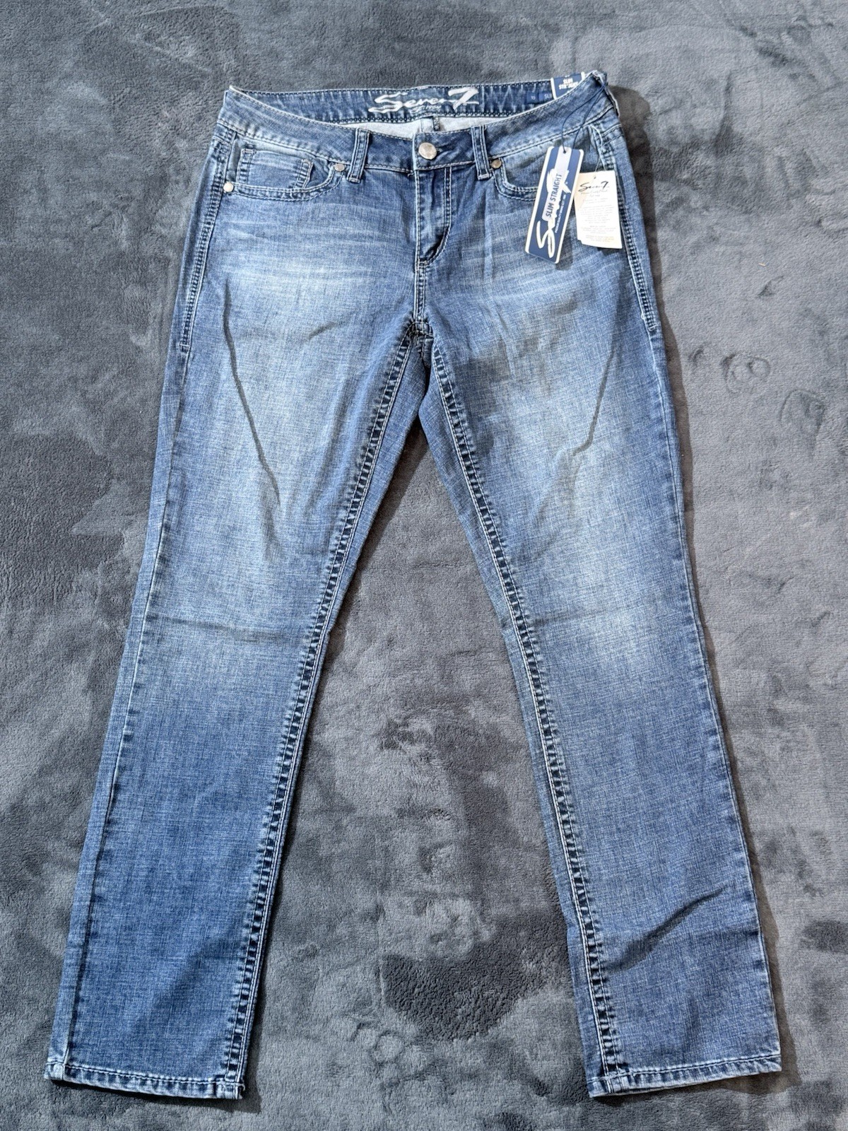 Seven7 Womens Size 10 Slim Straight Jeans Blue Stretch Denim NWT