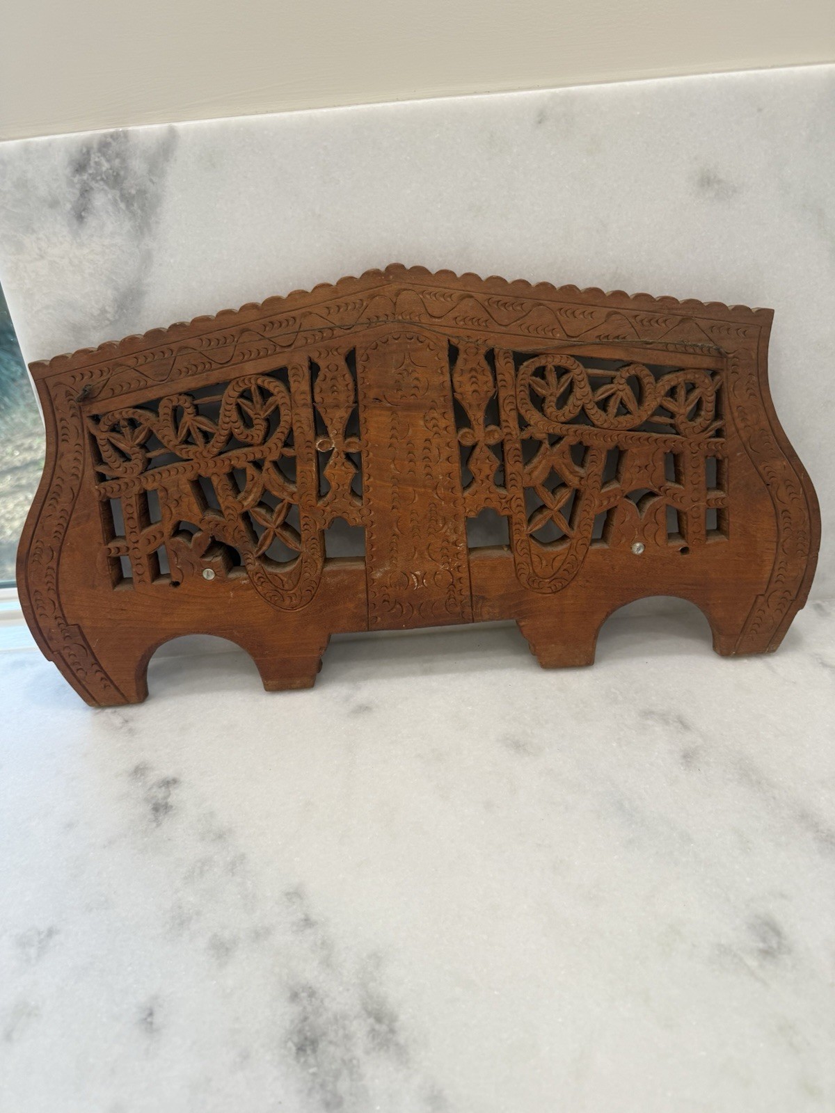 Vintage Hand Carved Decorative Wood Ox / Cattle Yoke Folk Art Wall Rack