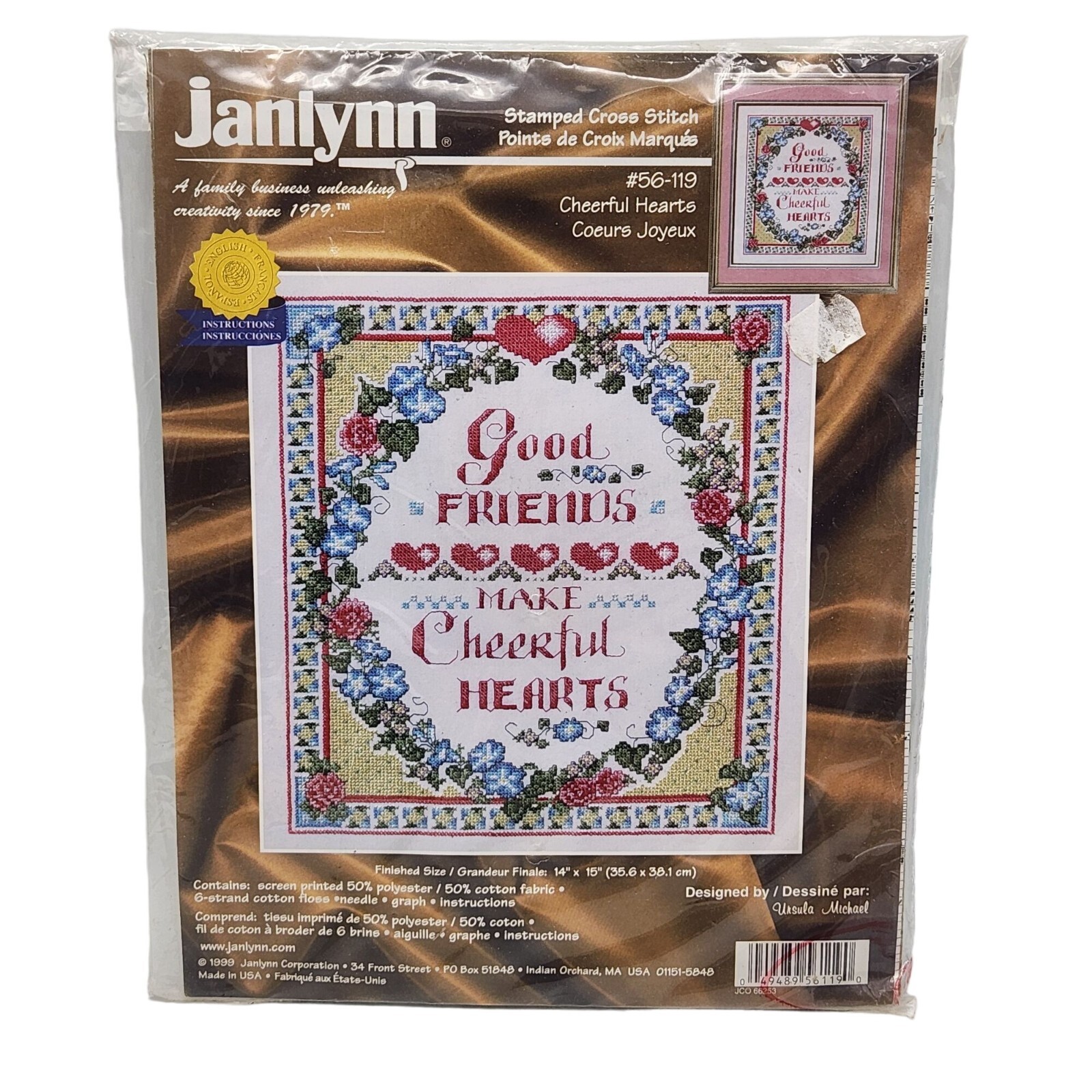 Janlynn Stamped Cross Stitch Kit #56-119 Cheerful Hearts 14x15 Good Friends Janlynn Stamped Cross Stitch Kit #56-119 Cheerful Hearts 14x15 Good Friends
