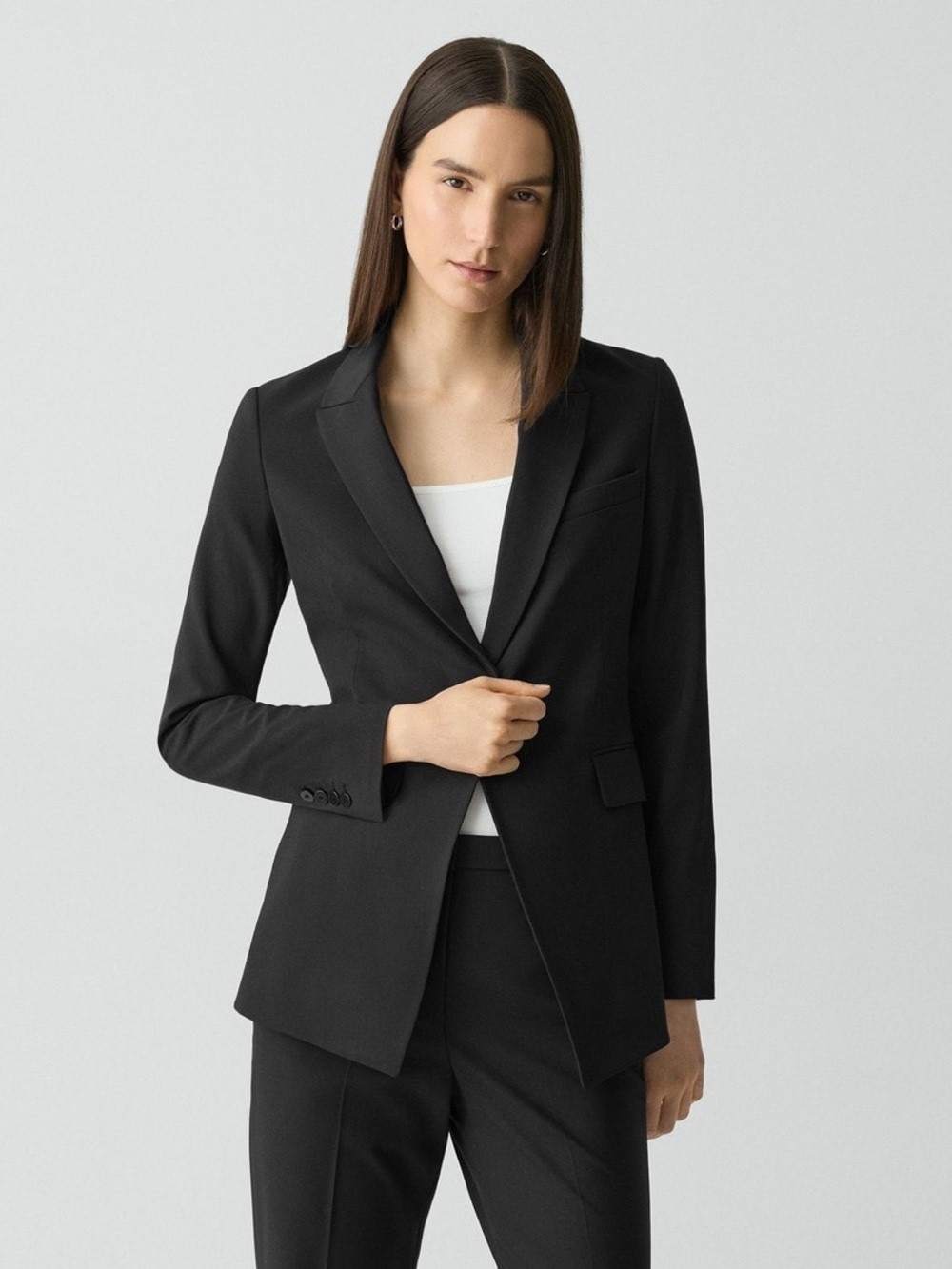 Theory Etiennette B Good Wool Black One Button Blazer Size 2