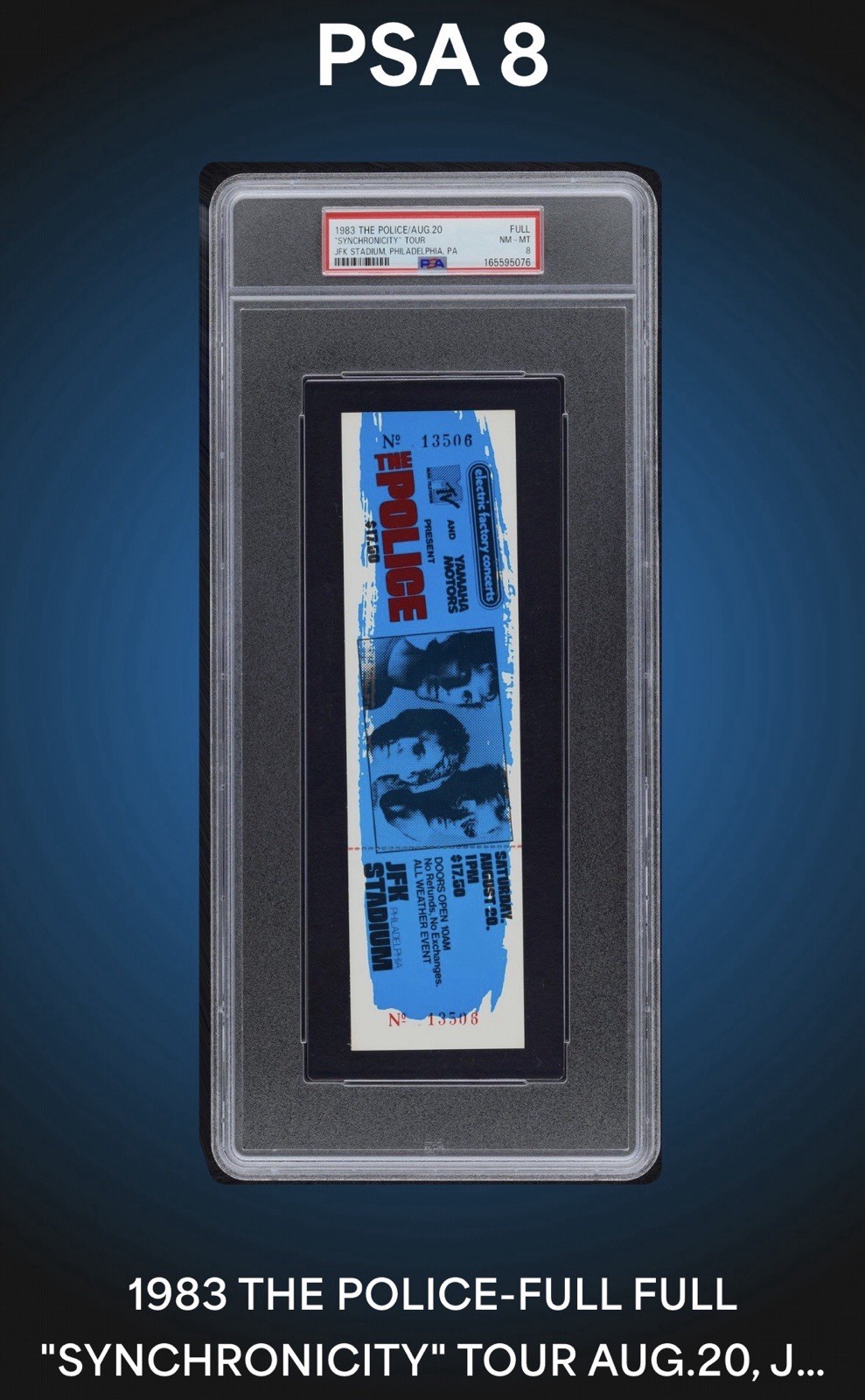 1983 The Police Concert Ticket Unused Philadelphia JFK PSA 8 top Pop 1