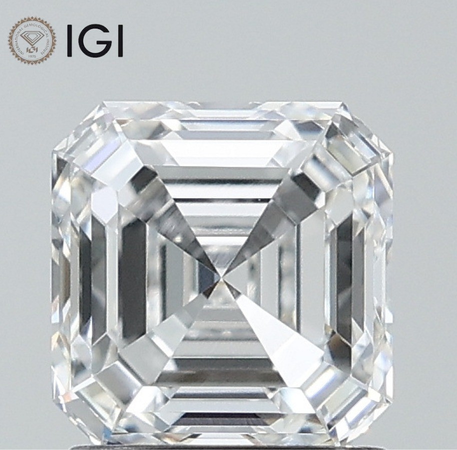 IGI Certified Lab Grown CVD Diamond ASSCHER Cut 1.5 Ct D Color VS1 Clarity